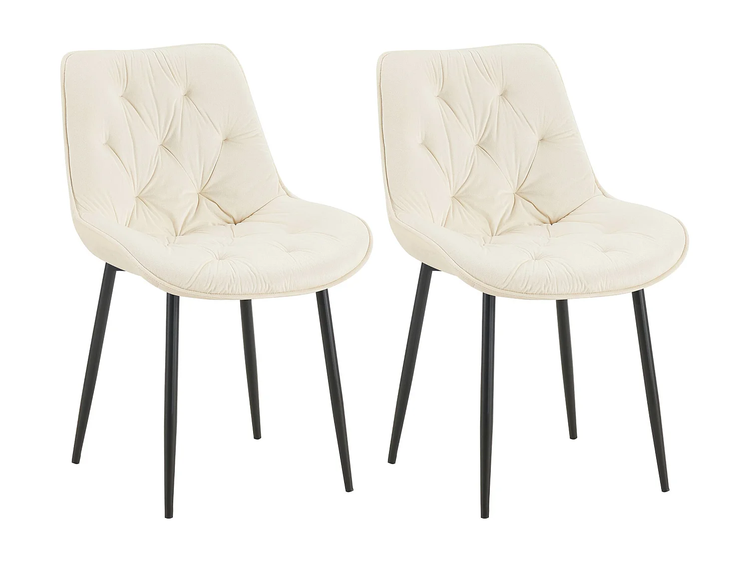 Lot de 2  chaise salle à manger - Velours - Crème - Wallace