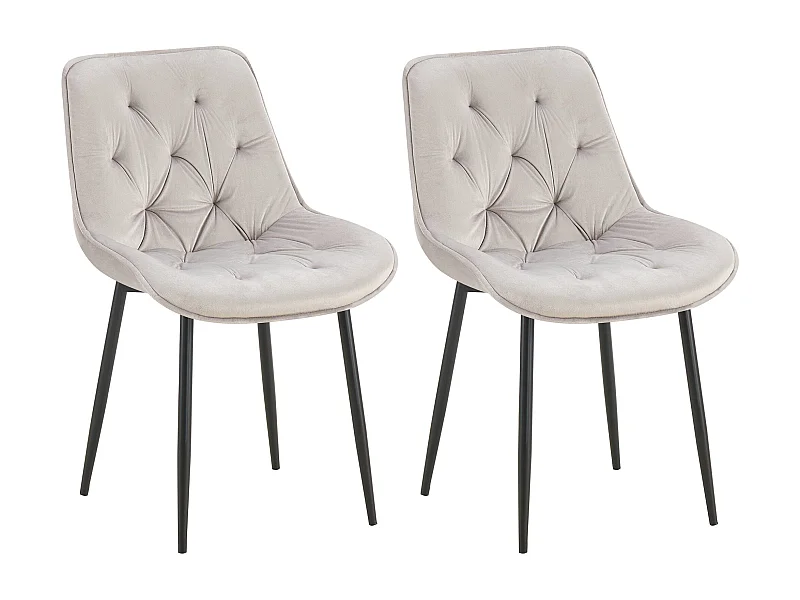 Lot de 2  chaise salle à manger - Velours - Gris - Wallace
