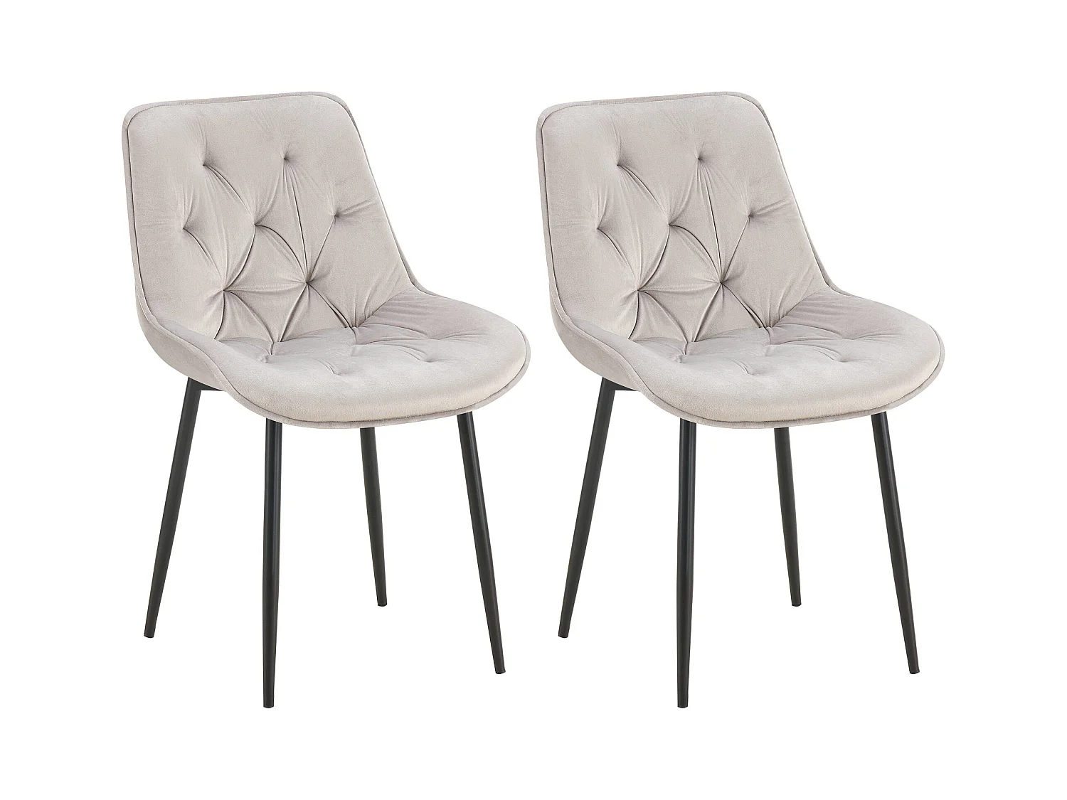 Lot de 2  chaise salle à manger - Velours - Gris - Wallace