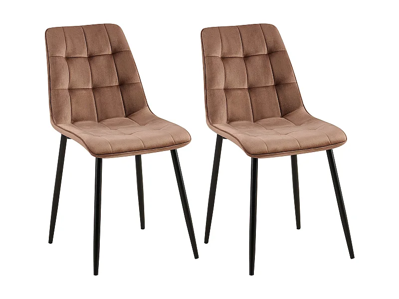 Lot de 2  chaise salle à manger - Velours - Marron - Gifford