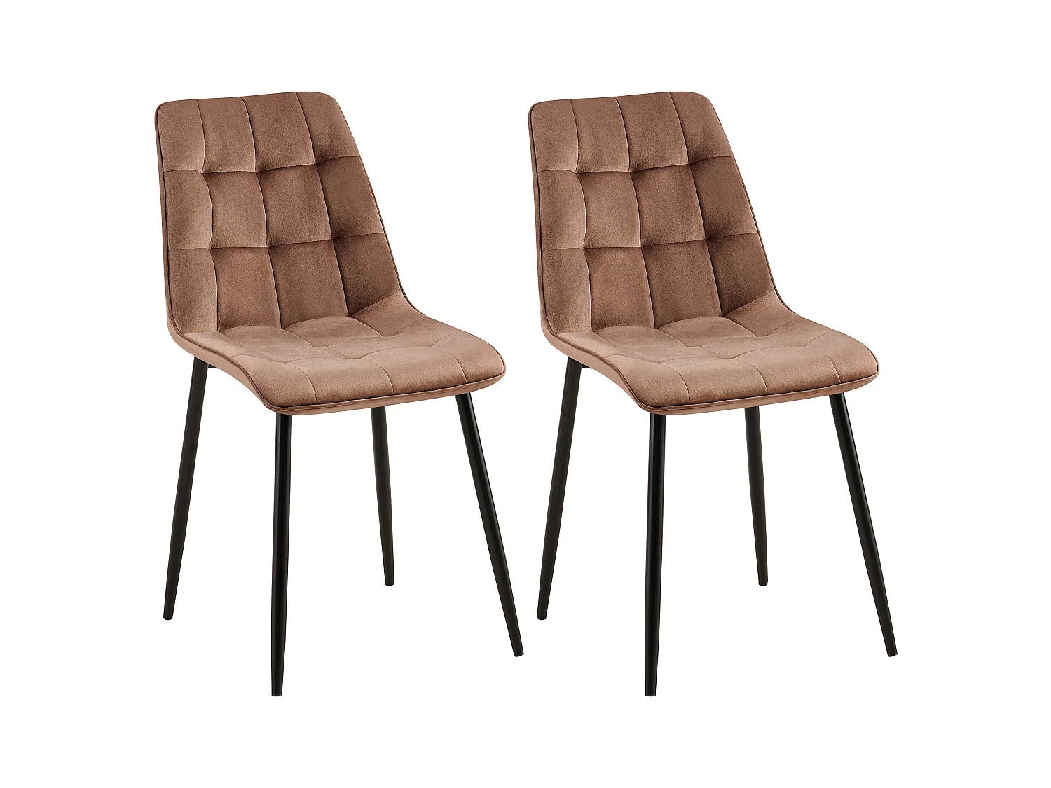 Lot de 2  chaise salle à manger - Velours - Marron - Gifford