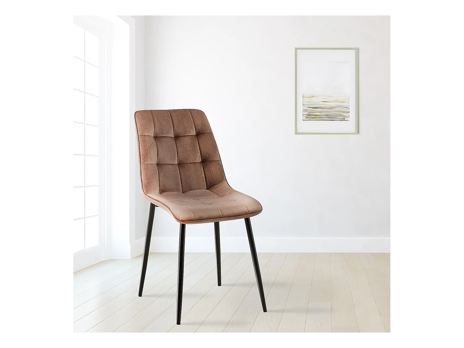 Lot de 2  chaise salle à manger - Velours - Marron - Gifford