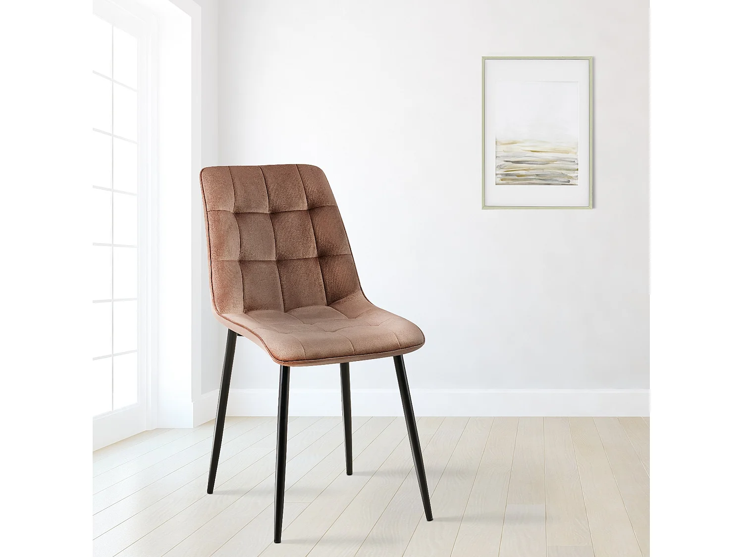 Lot de 2  chaise salle à manger - Velours - Marron - Gifford