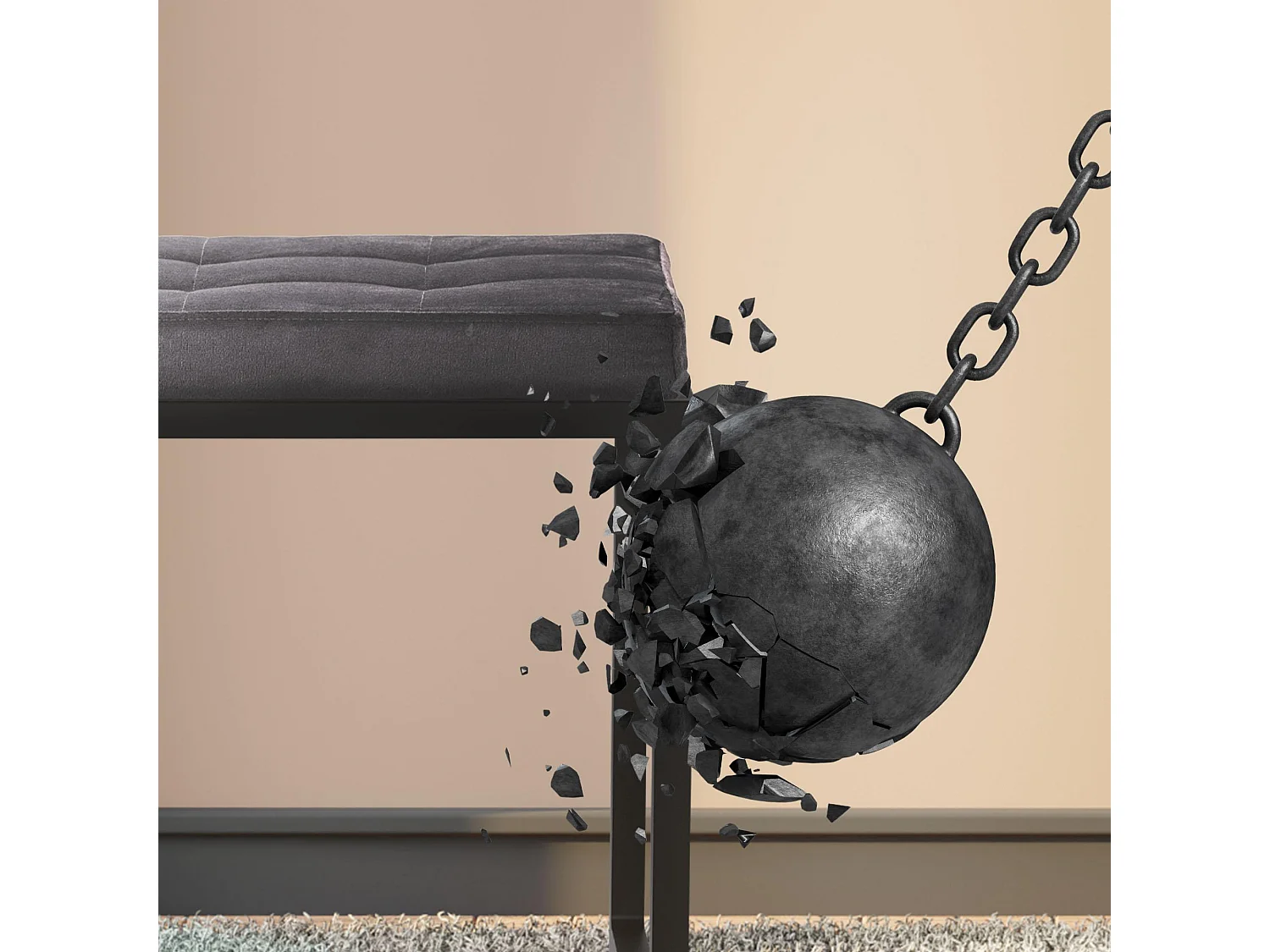 Banquette - Velours - Gris foncé - Barci