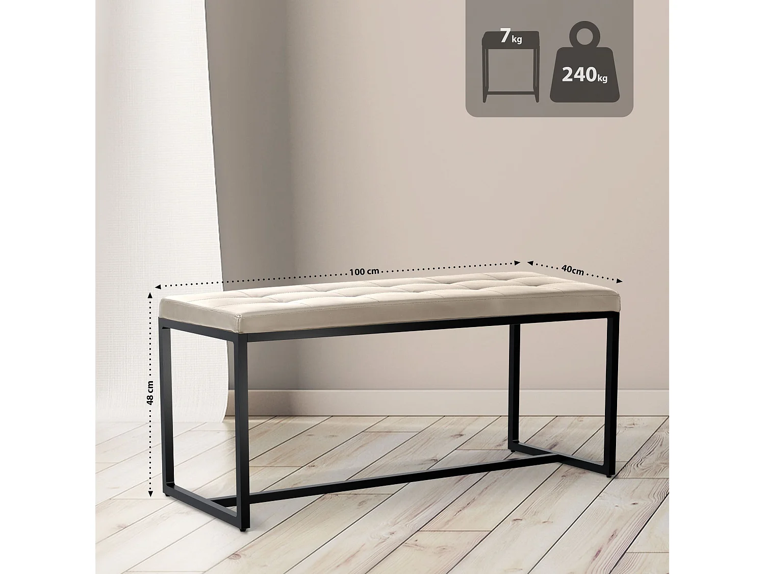 Banquette - Similicuir - Crème - Barci