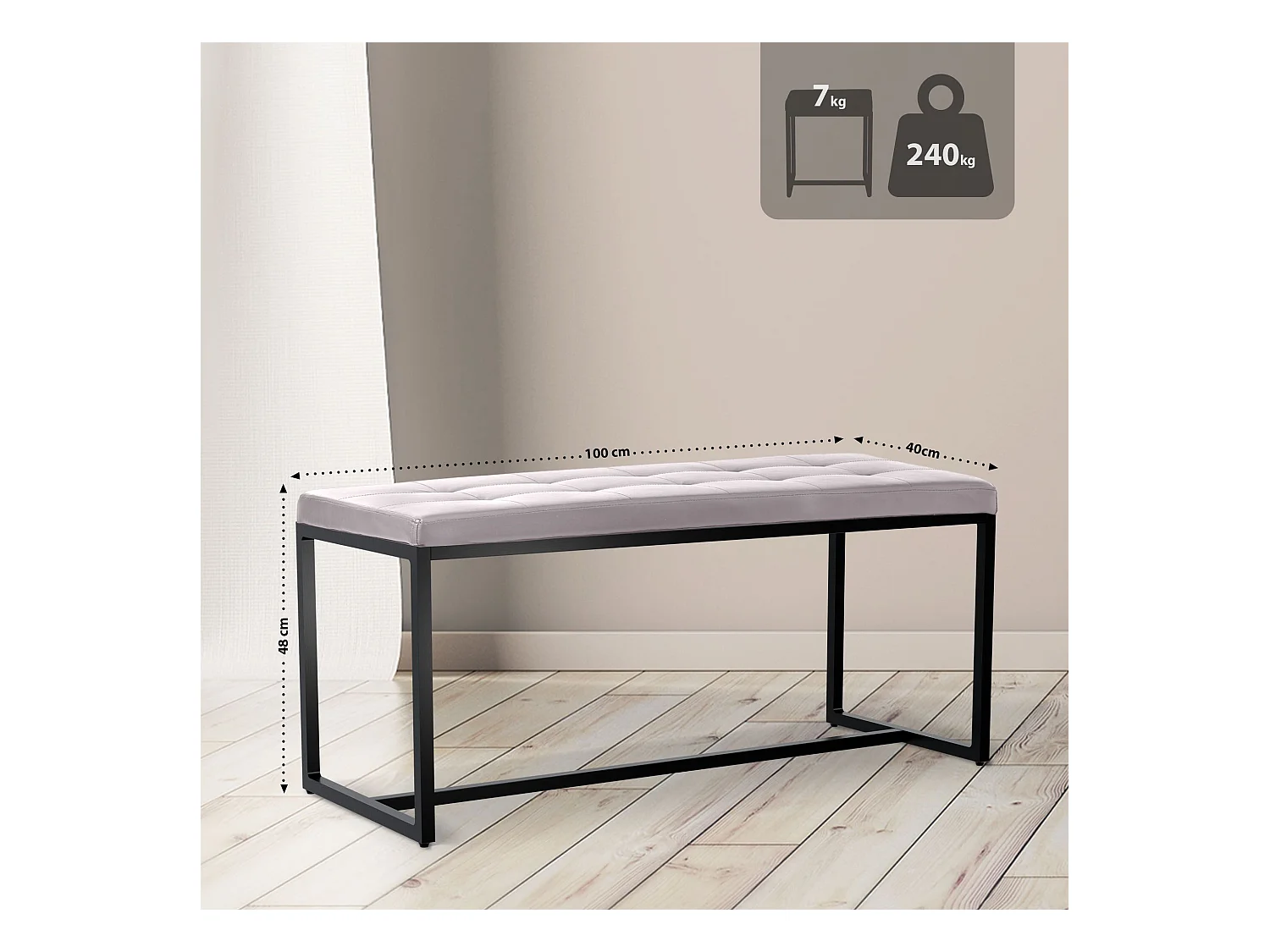 Banquette - Similicuir - Blanc - Barci