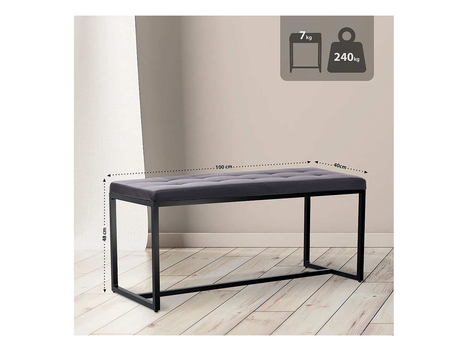 Banquette - Similicuir - Noir - Barci