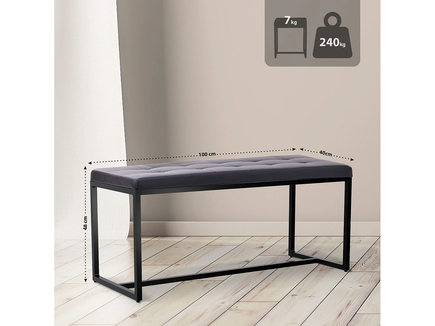 Banquette - Similicuir - Noir - Barci