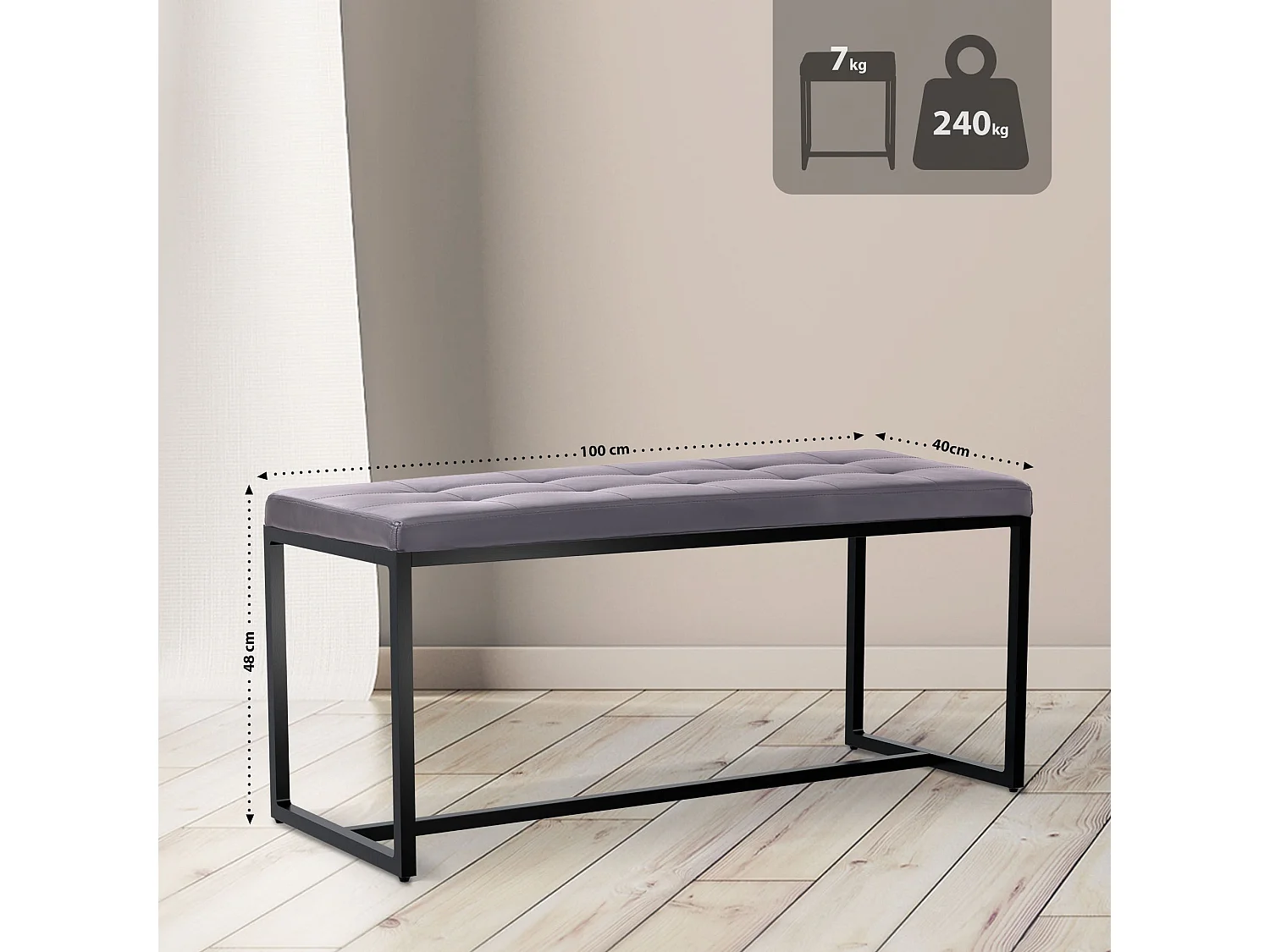 Banquette - Similicuir - Gris - Barci