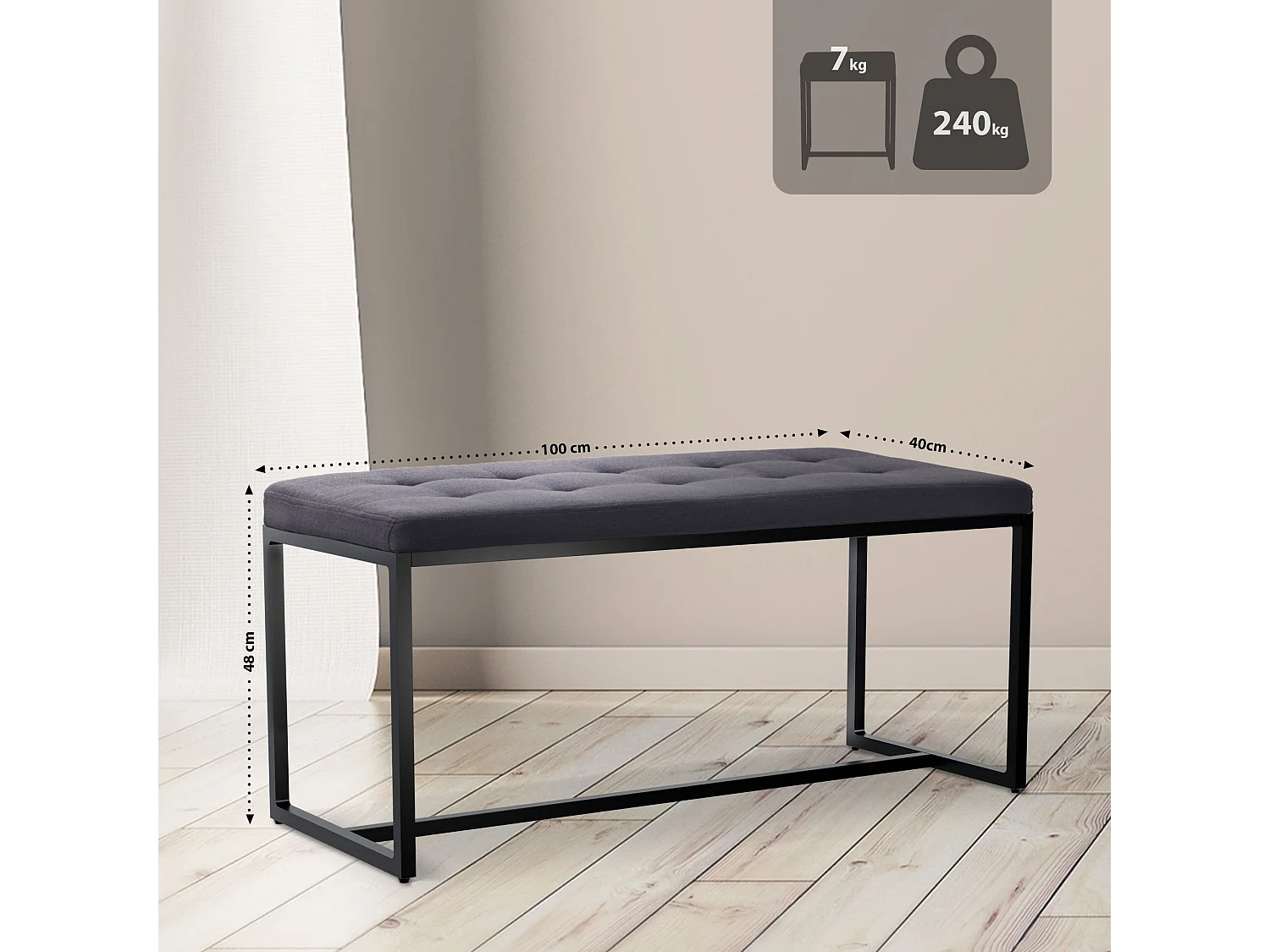 Banquette - Tissu - Noir - Barci