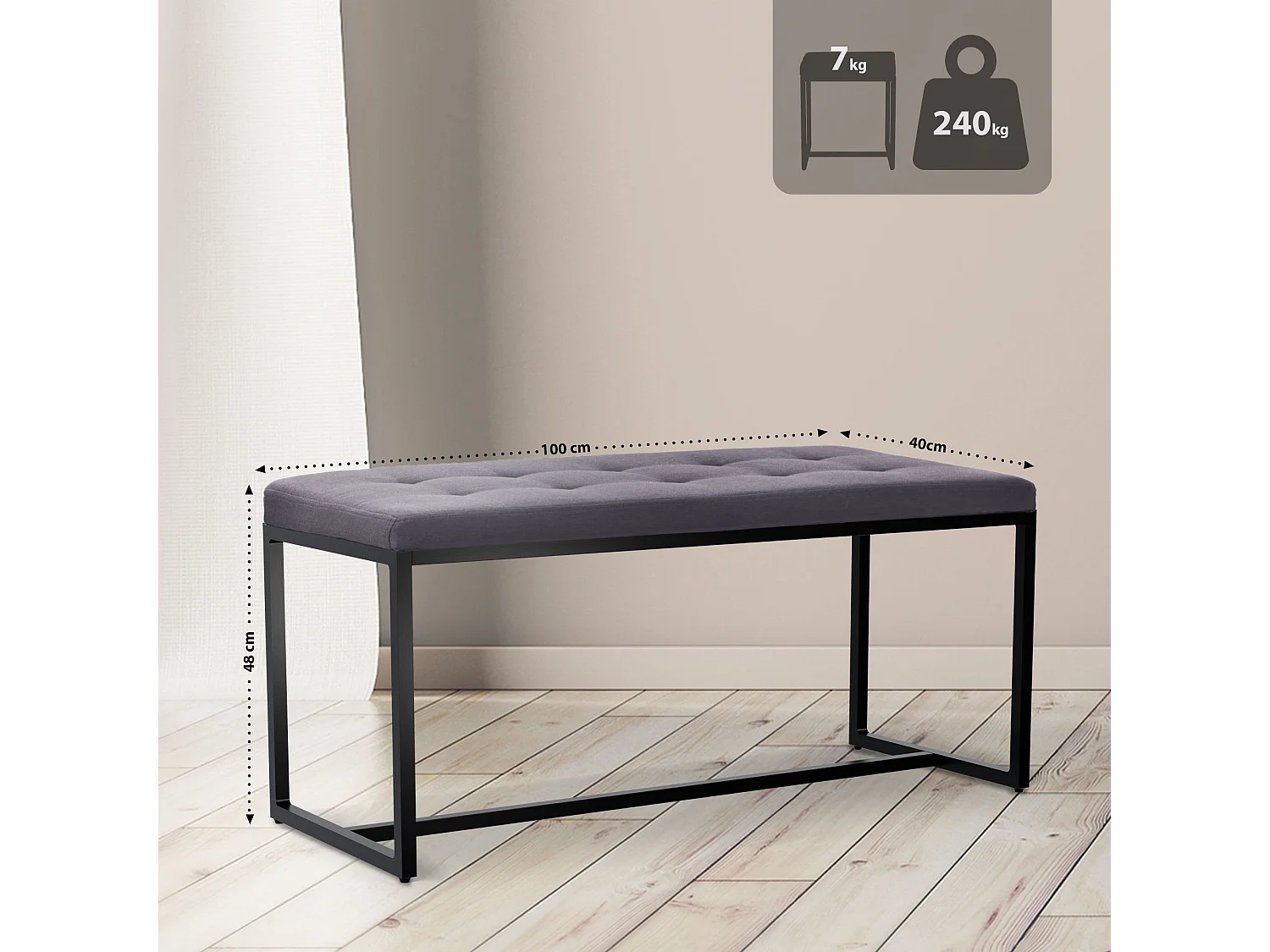 Banquette - Tissu - Gris foncé - Barci