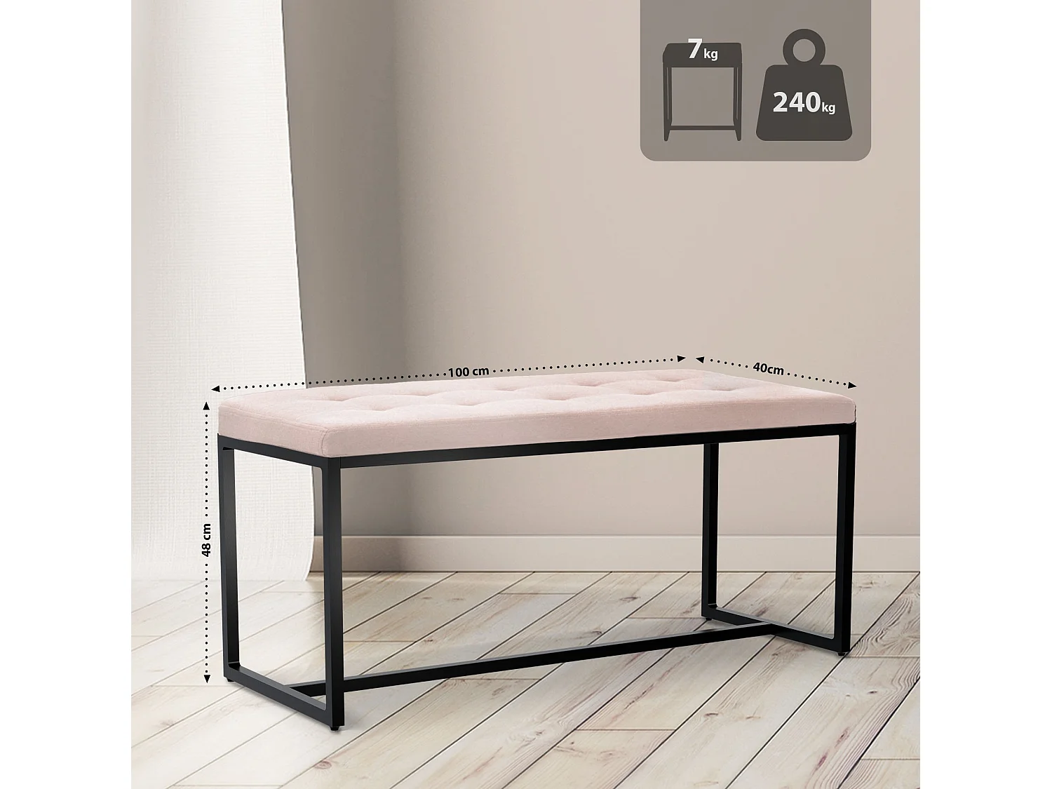 Banquette - Tissu - Crème - Barci