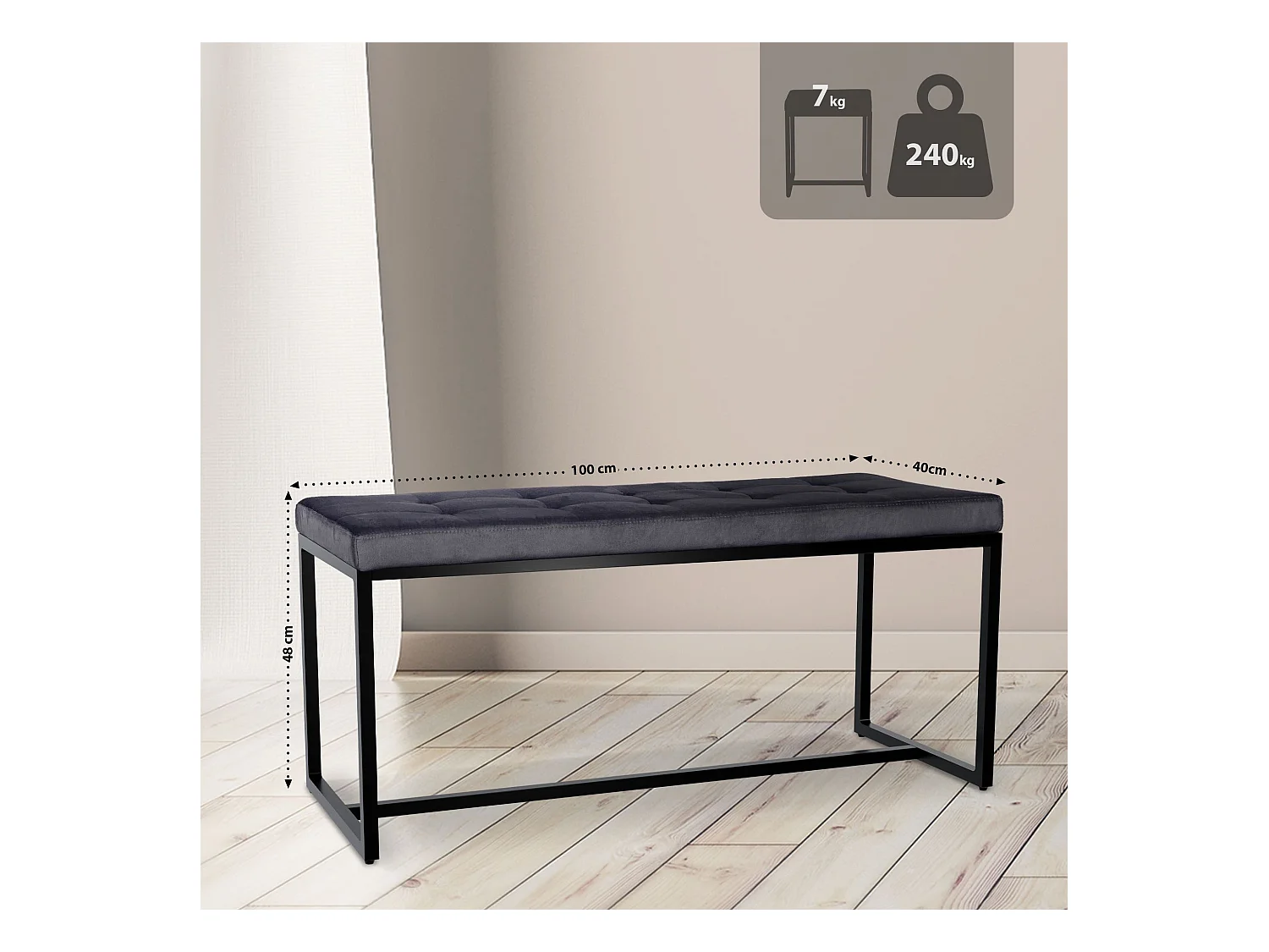 Banquette - Velours - Noir - Barci