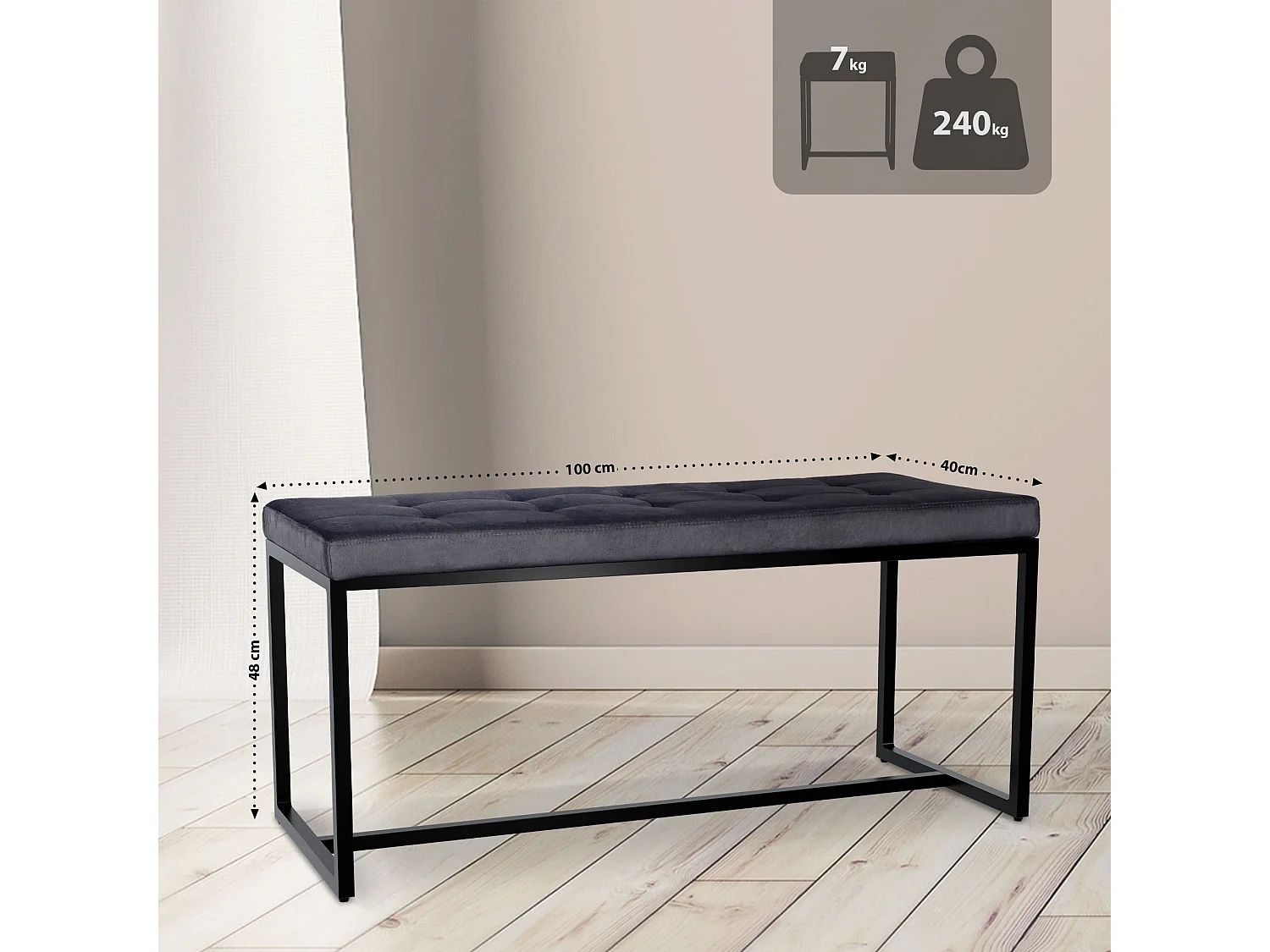 Banquette - Velours - Noir - Barci