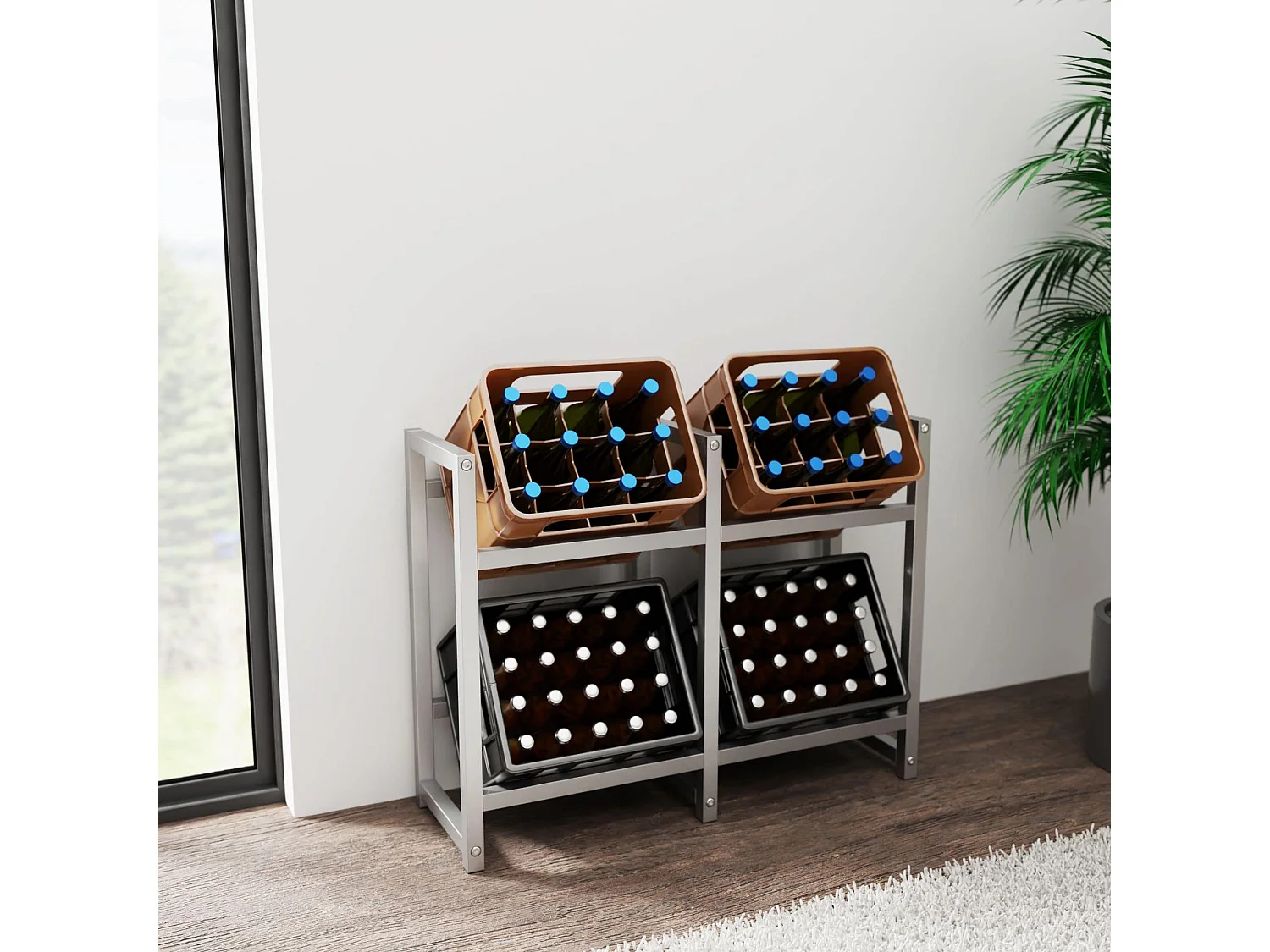 Support pour caisses de boissons - Métal - Acier inoxydable - Stack