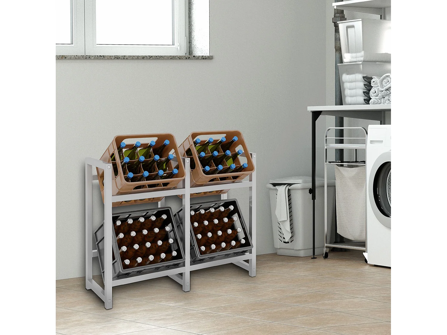 Support pour caisses de boissons - Métal - Acier inoxydable - Stack