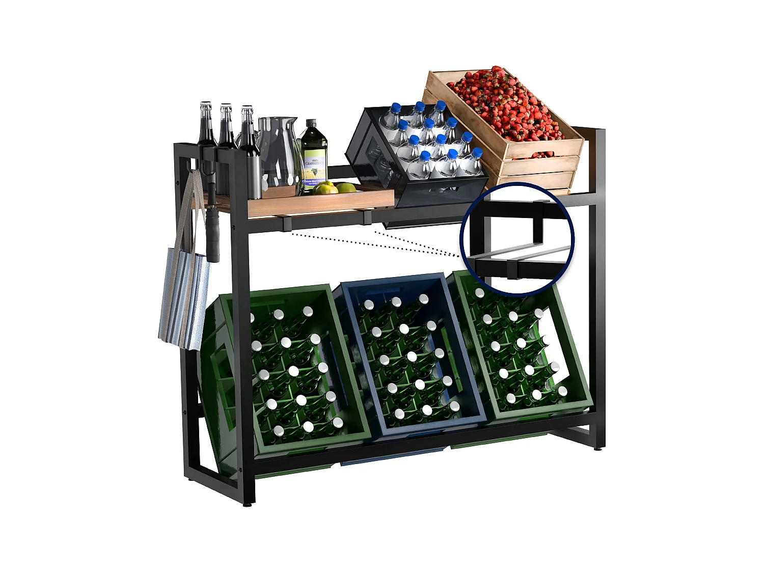 Support pour caisses de boissons - Métal - Noir - Powell