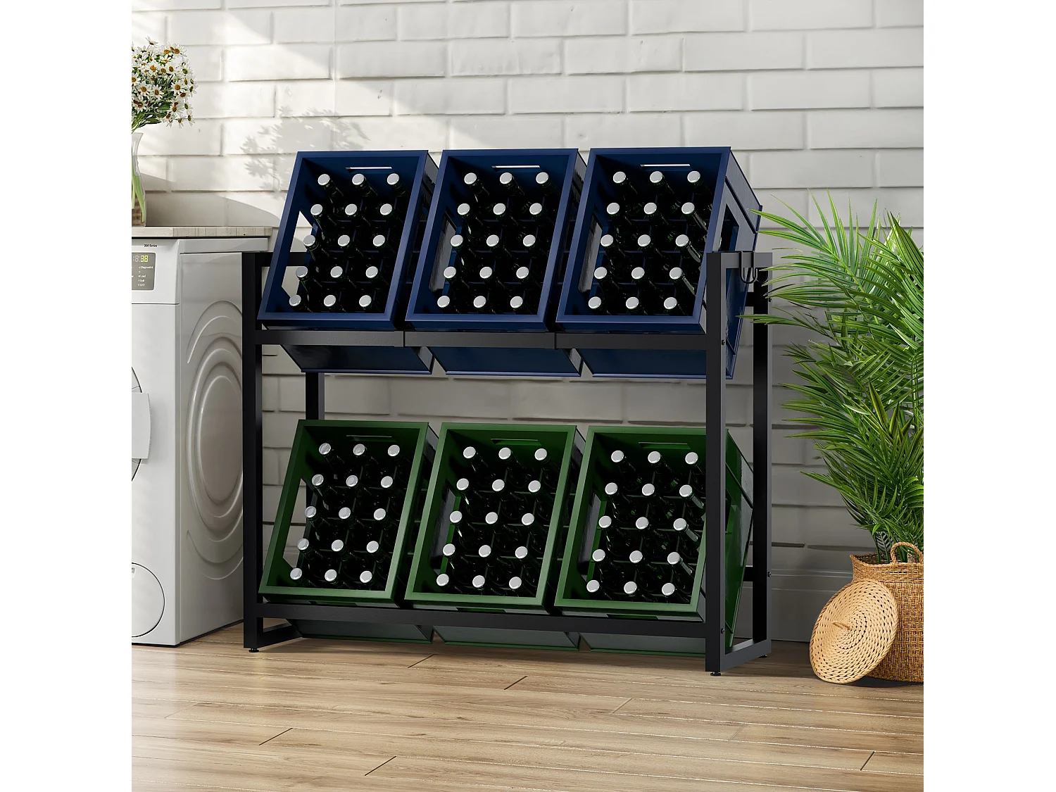 Support pour caisses de boissons - Métal - Noir - Powell