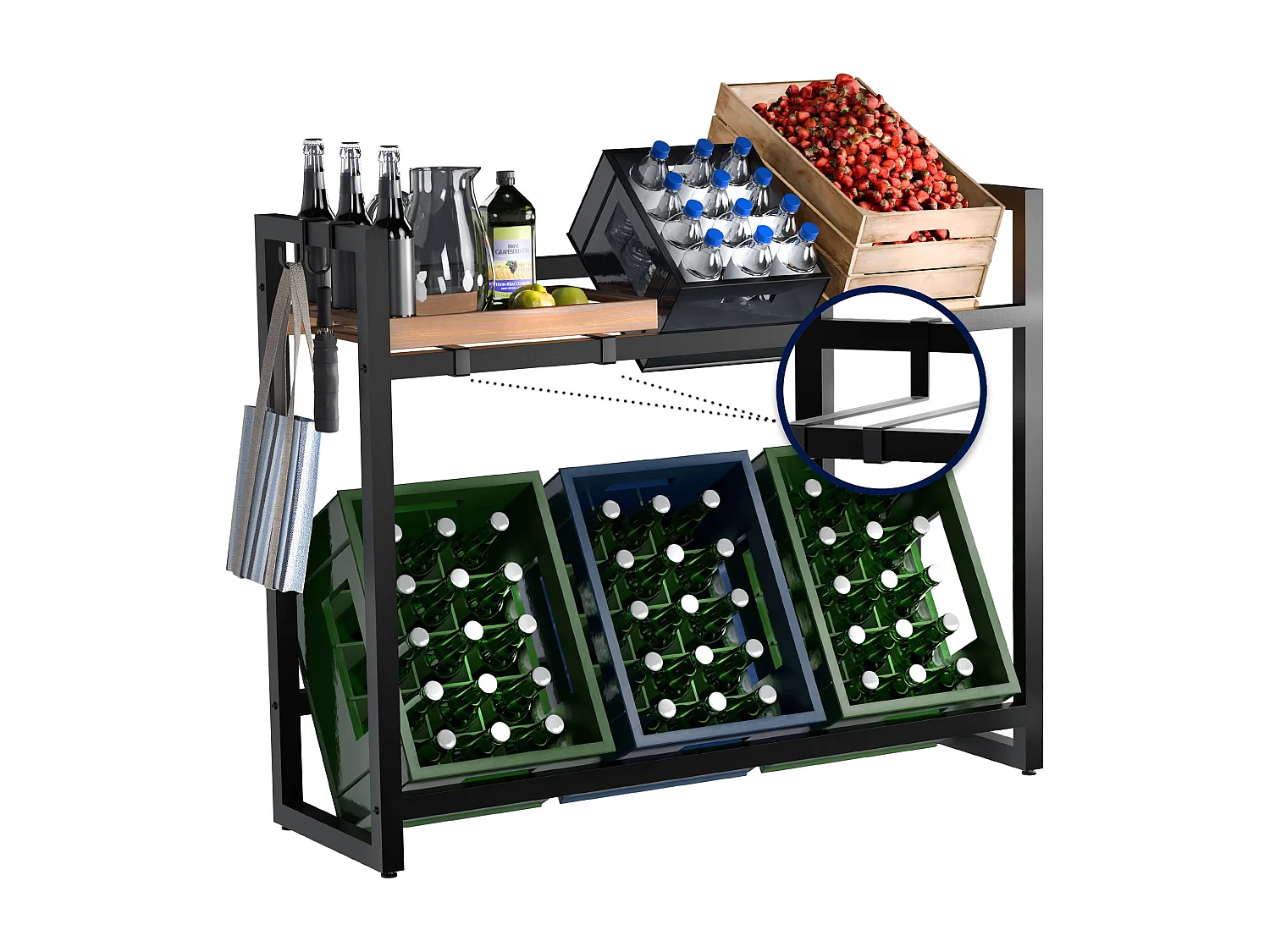 Support pour caisses de boissons - Métal - Noir - Powell