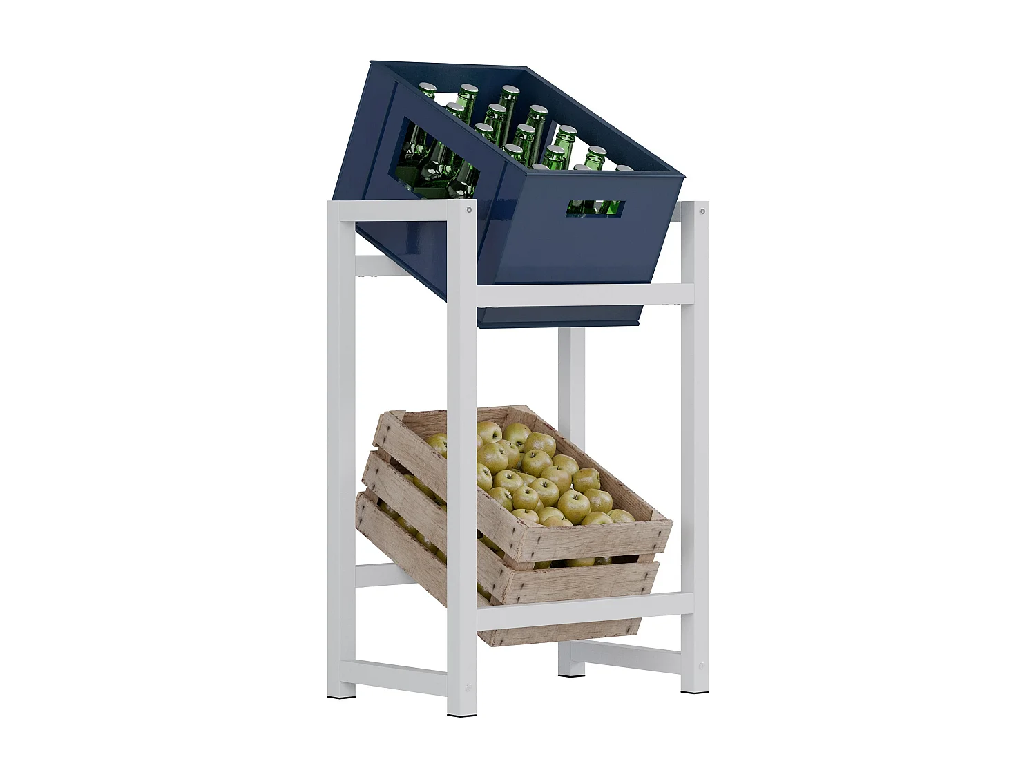 Support pour caisses de boissons - Métal - Blanc - Stack