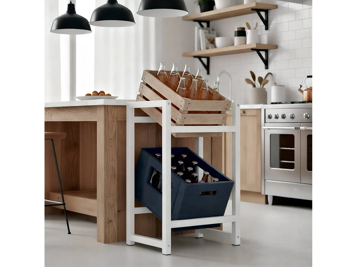 Support pour caisses de boissons - Métal - Blanc - Stack