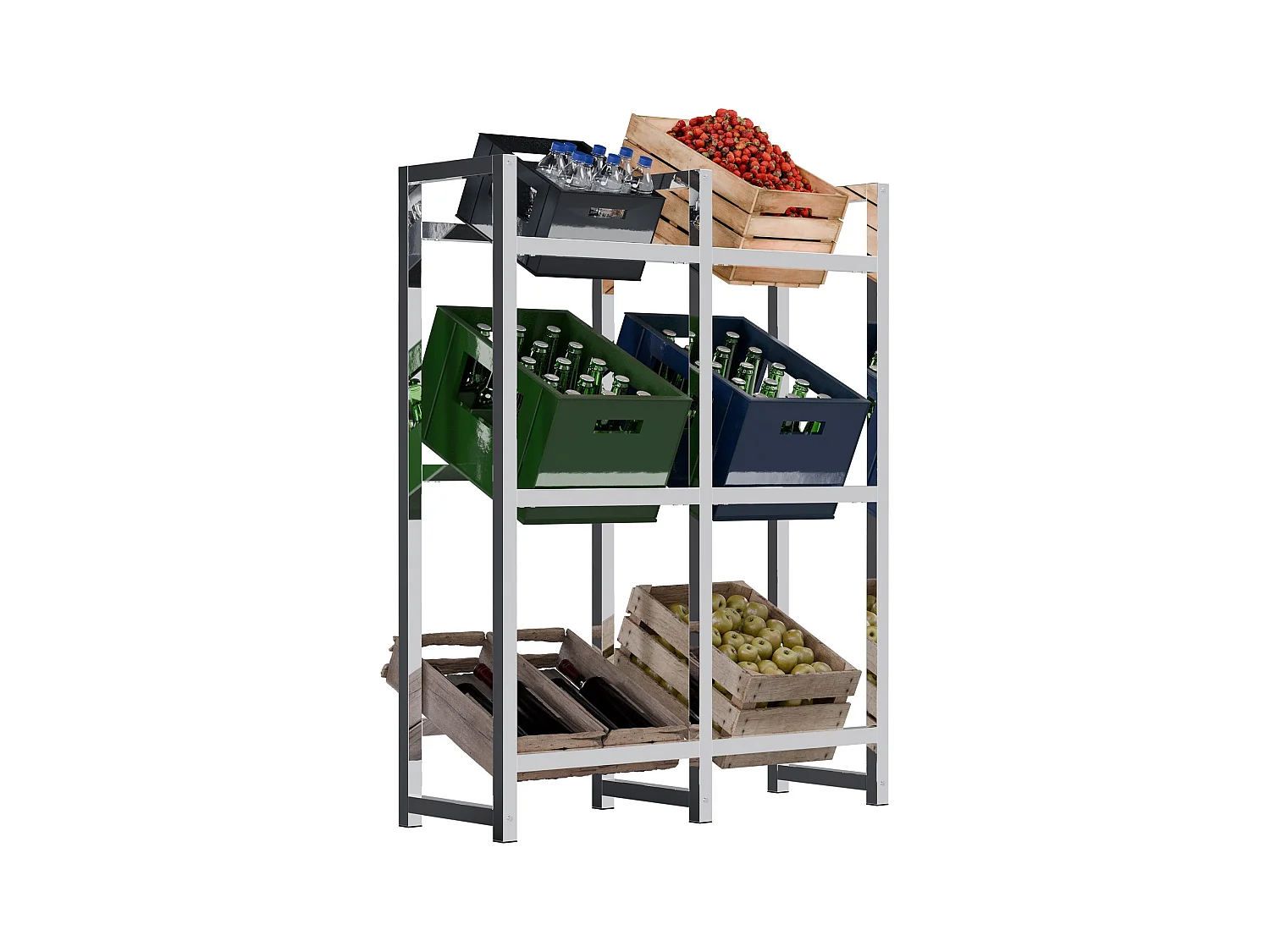 Support pour caisses de boissons - Métal - Chrome - Stack