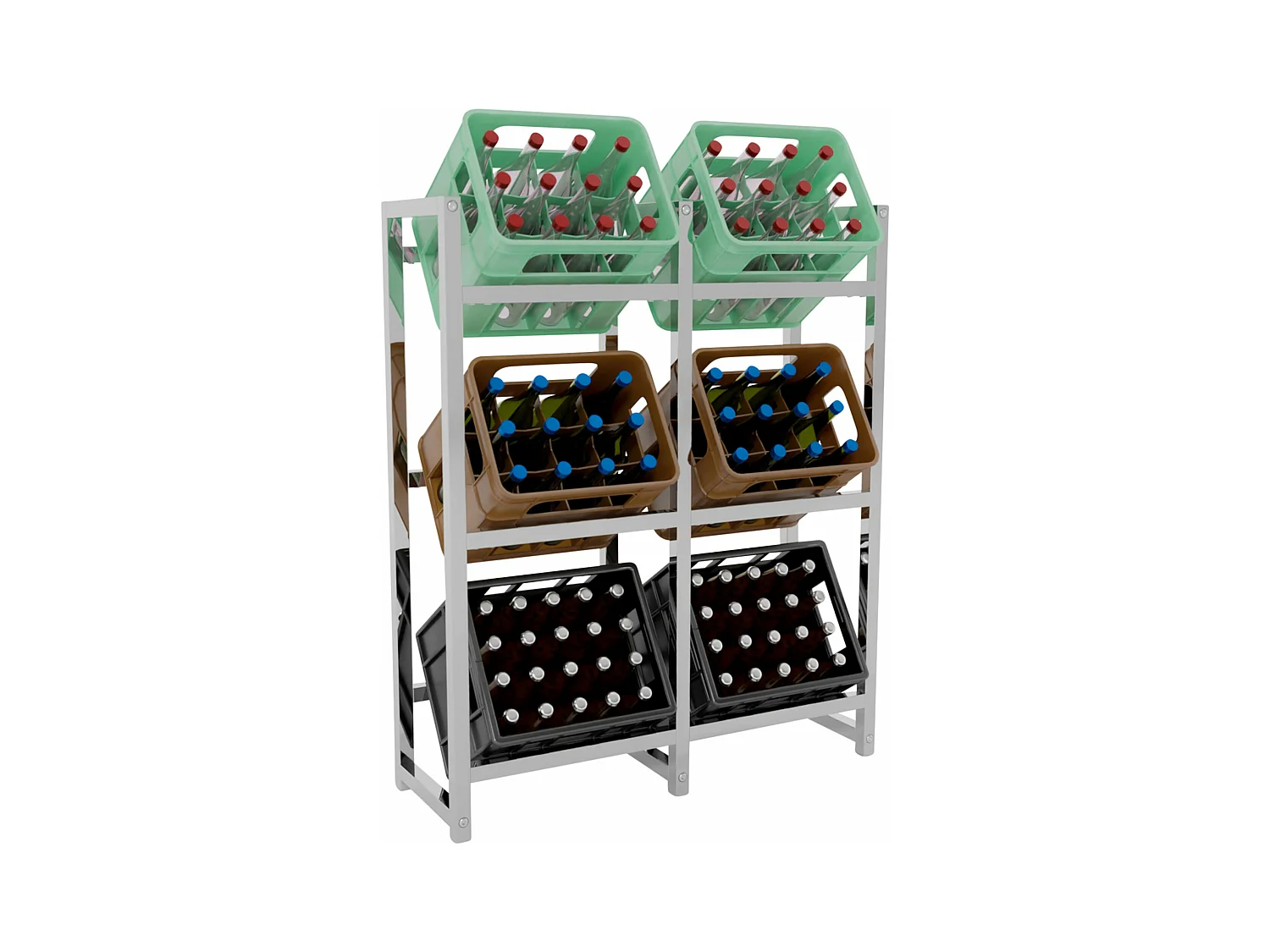 Support pour caisses de boissons - Métal - Chrome - Stack