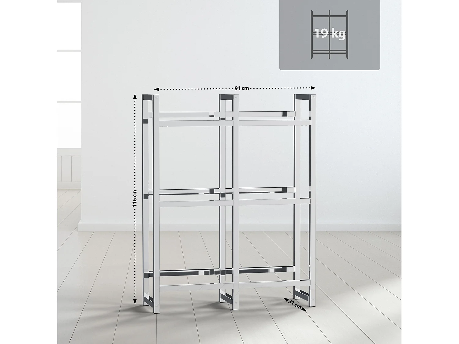 Support pour caisses de boissons - Métal - Chrome - Stack