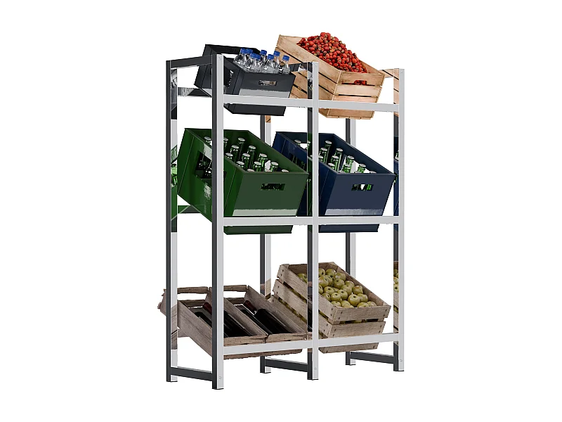 Support pour caisses de boissons - Métal - Chrome - Stack