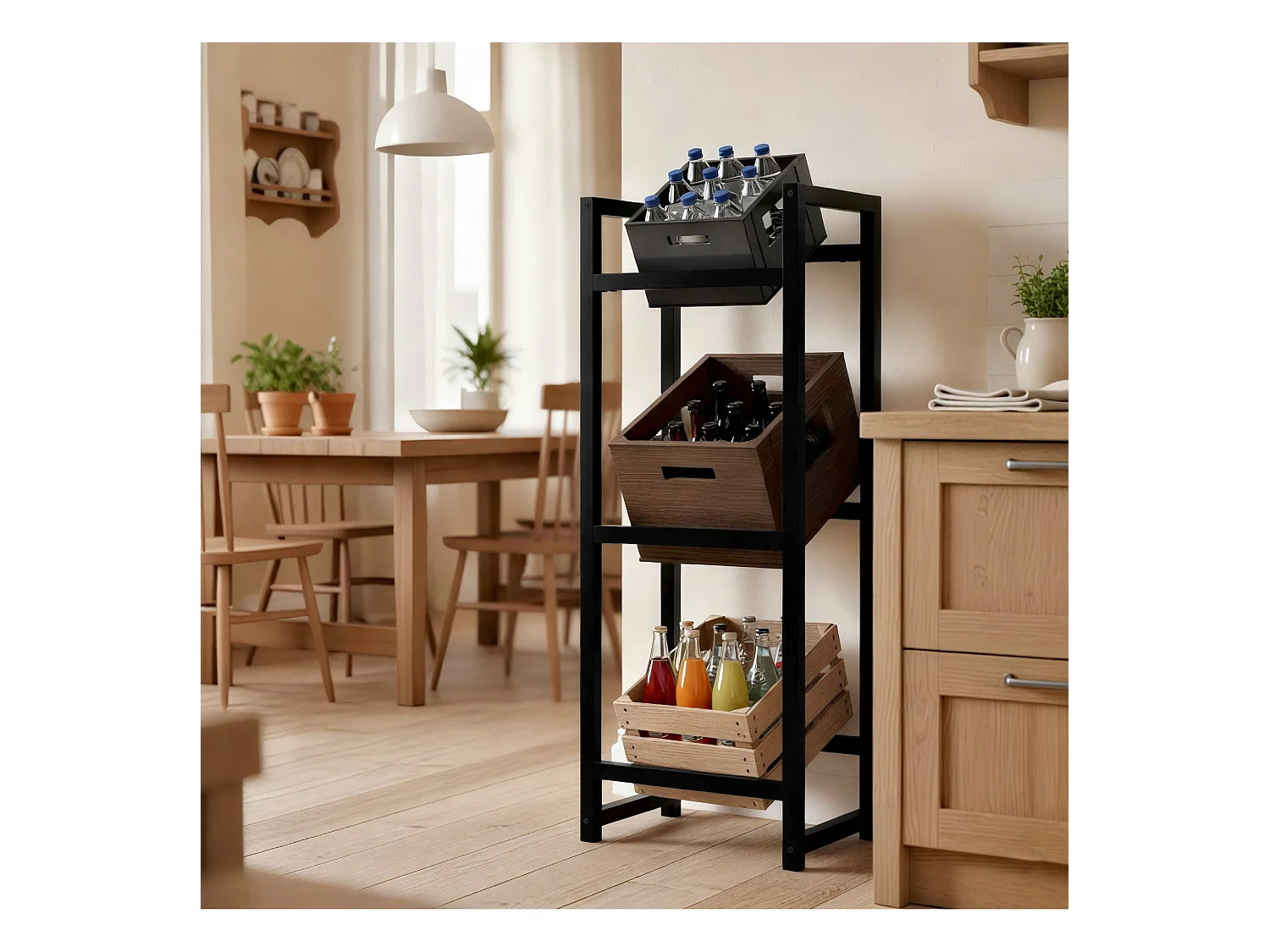 Support pour caisses de boissons - Métal - Noir - Stack