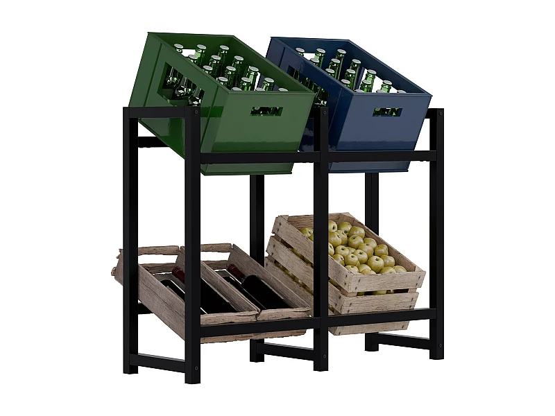 Support pour caisses de boissons - Métal - Noir - Stack