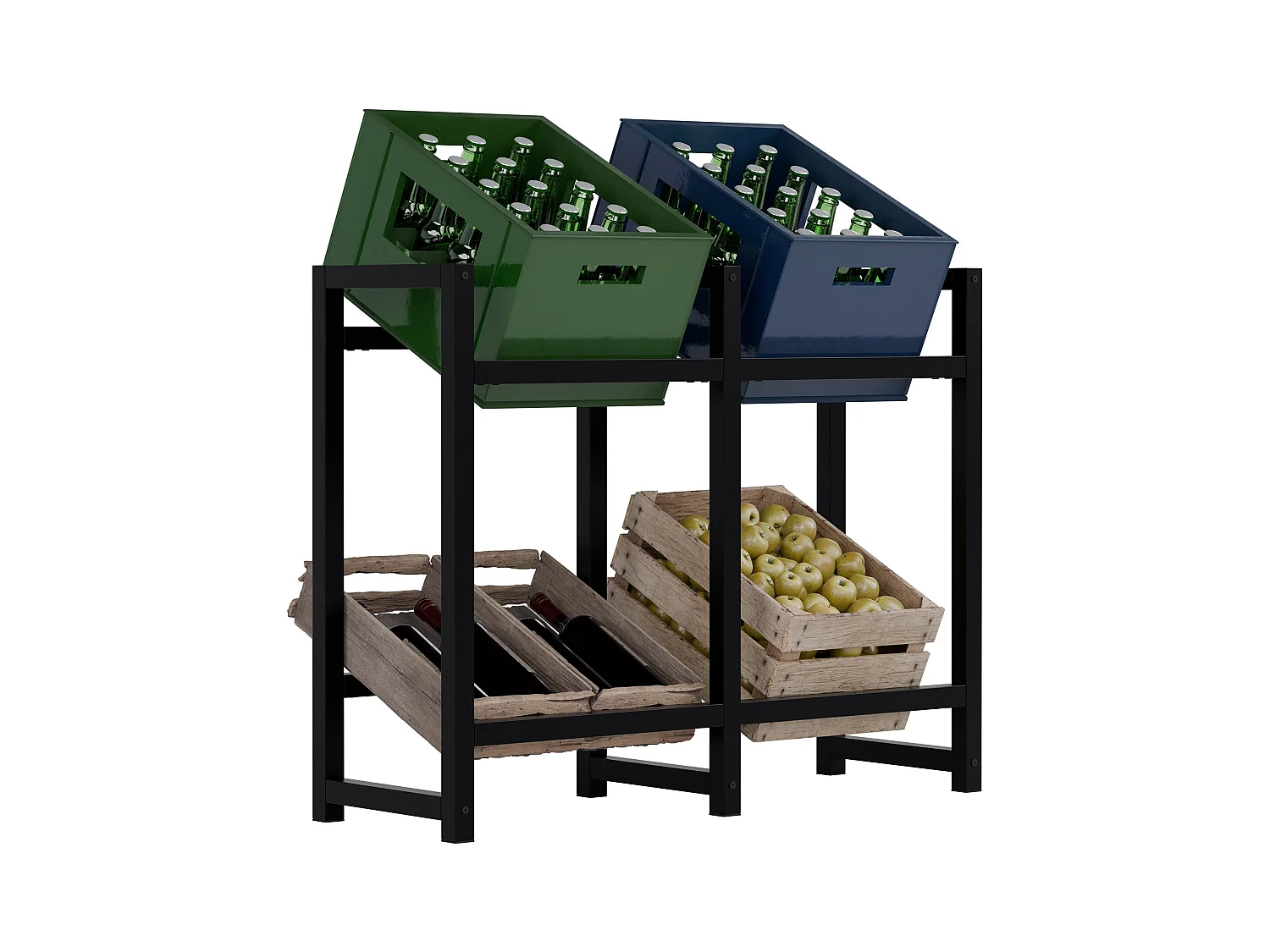 Support pour caisses de boissons - Métal - Noir - Stack