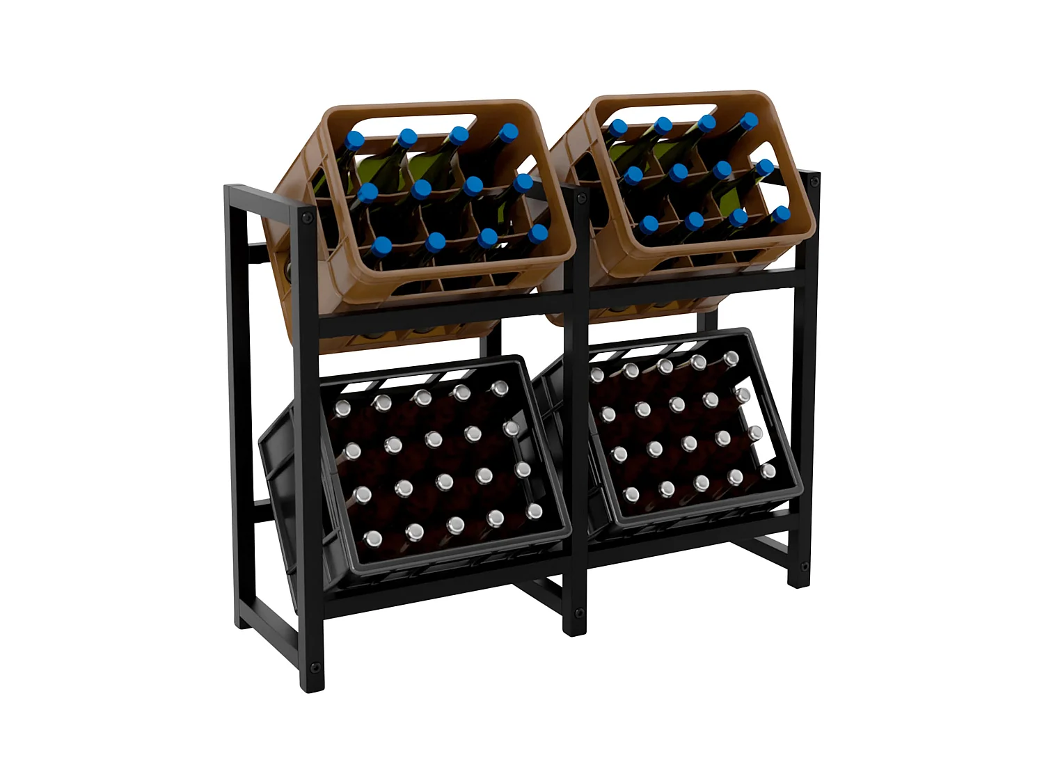 Support pour caisses de boissons - Métal - Noir - Stack