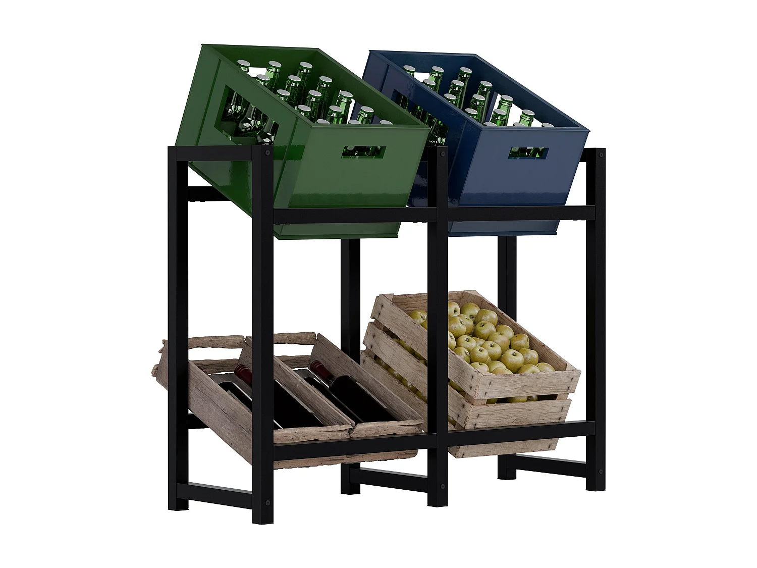 Support pour caisses de boissons - Métal - Noir - Stack