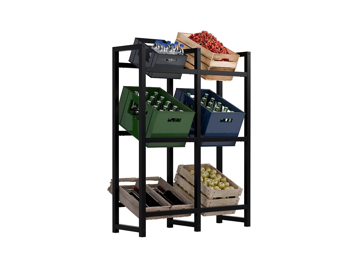 Support pour caisses de boissons - Métal - Noir - Stack