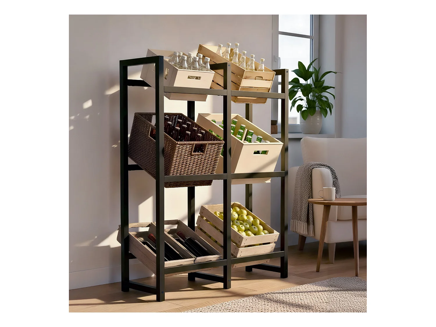 Support pour caisses de boissons - Métal - Noir - Stack