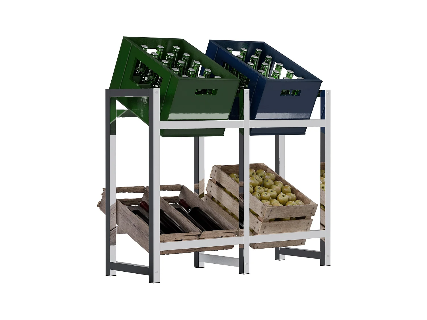 Support pour caisses de boissons - Métal - Chrome - Stack