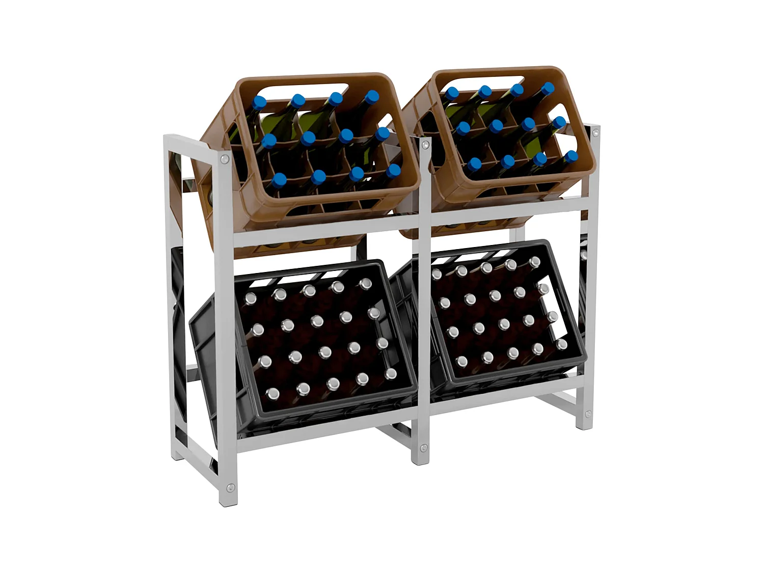 Support pour caisses de boissons - Métal - Chrome - Stack