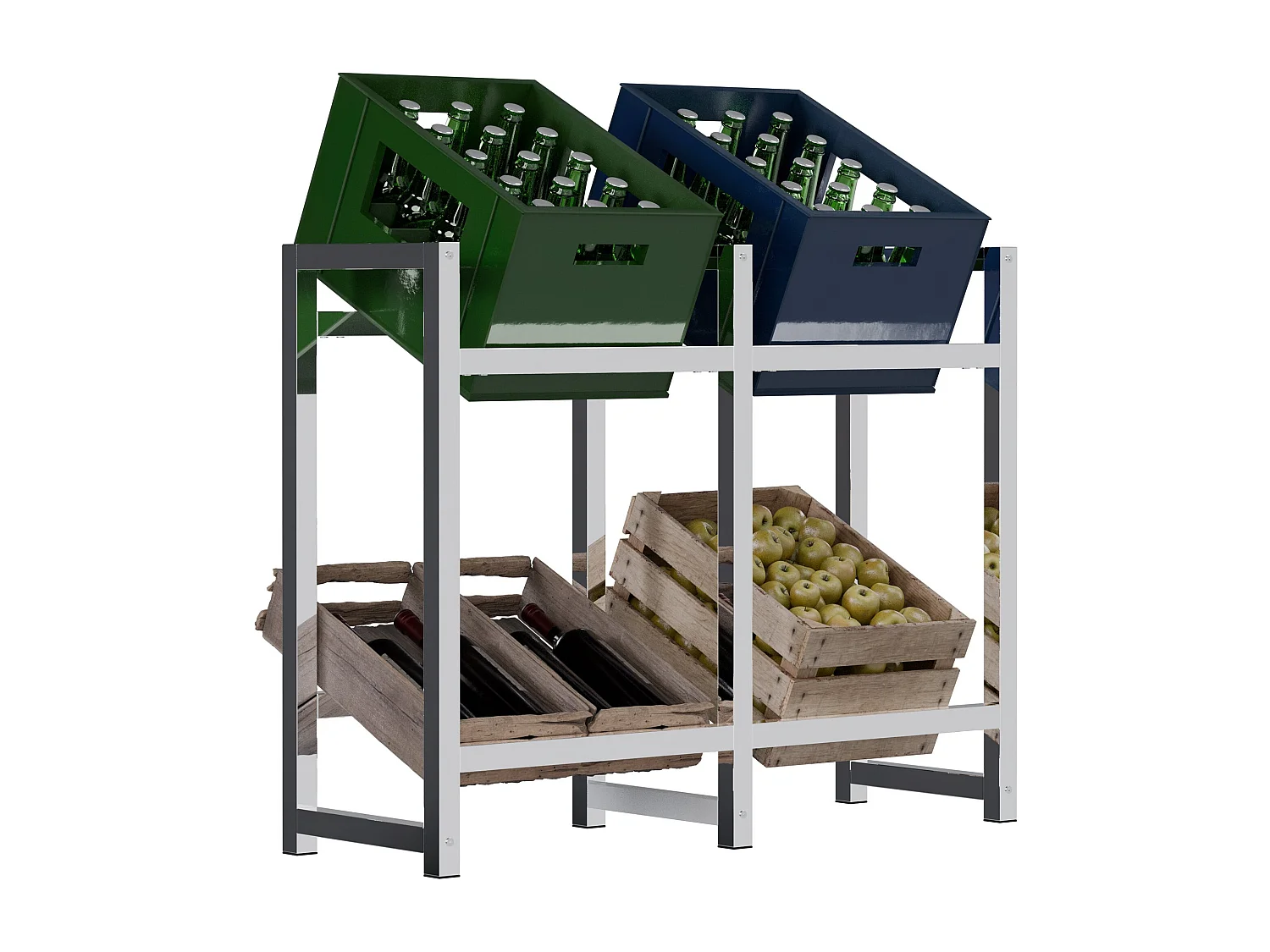 Support pour caisses de boissons - Métal - Chrome - Stack