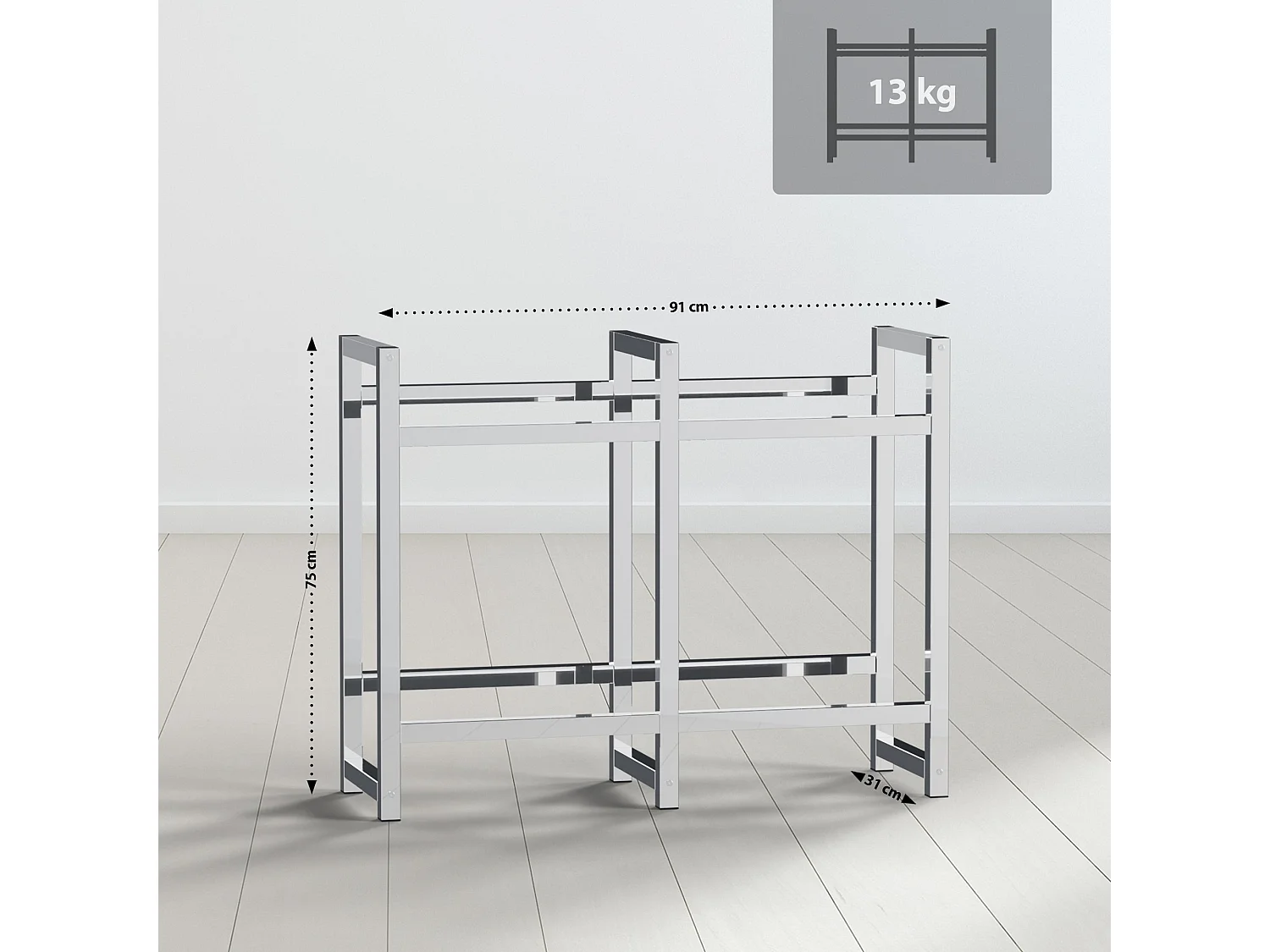 Support pour caisses de boissons - Métal - Chrome - Stack