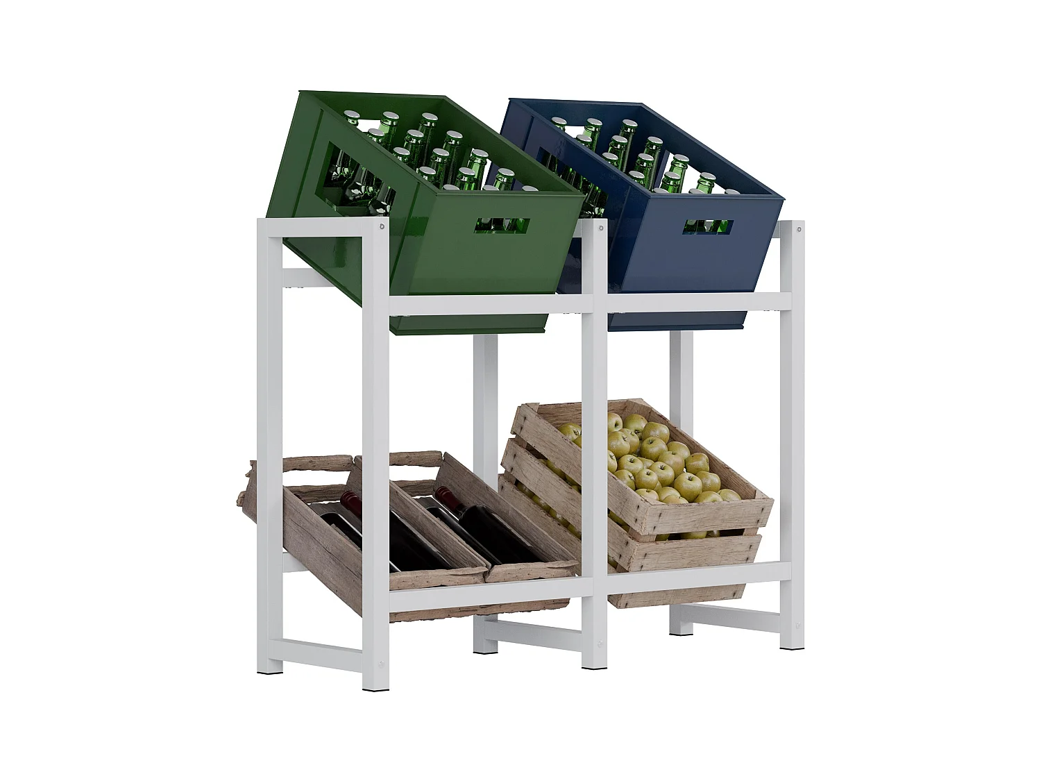 Support pour caisses de boissons - Métal - Blanc - Stack