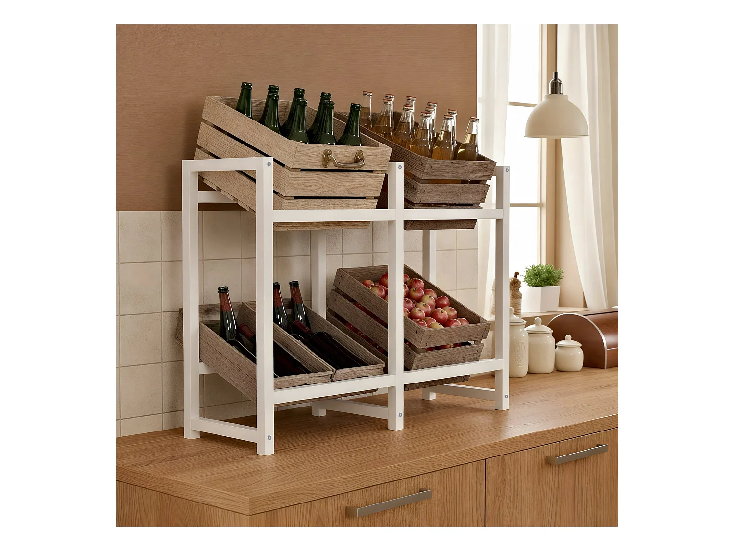 Support pour caisses de boissons - Métal - Blanc - Stack