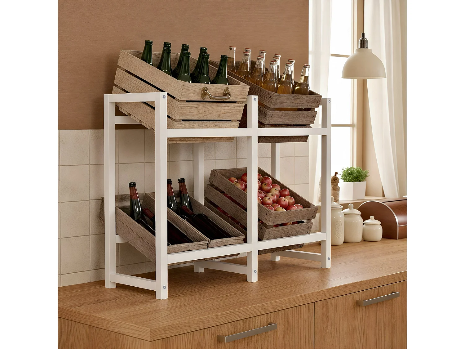 Support pour caisses de boissons - Métal - Blanc - Stack