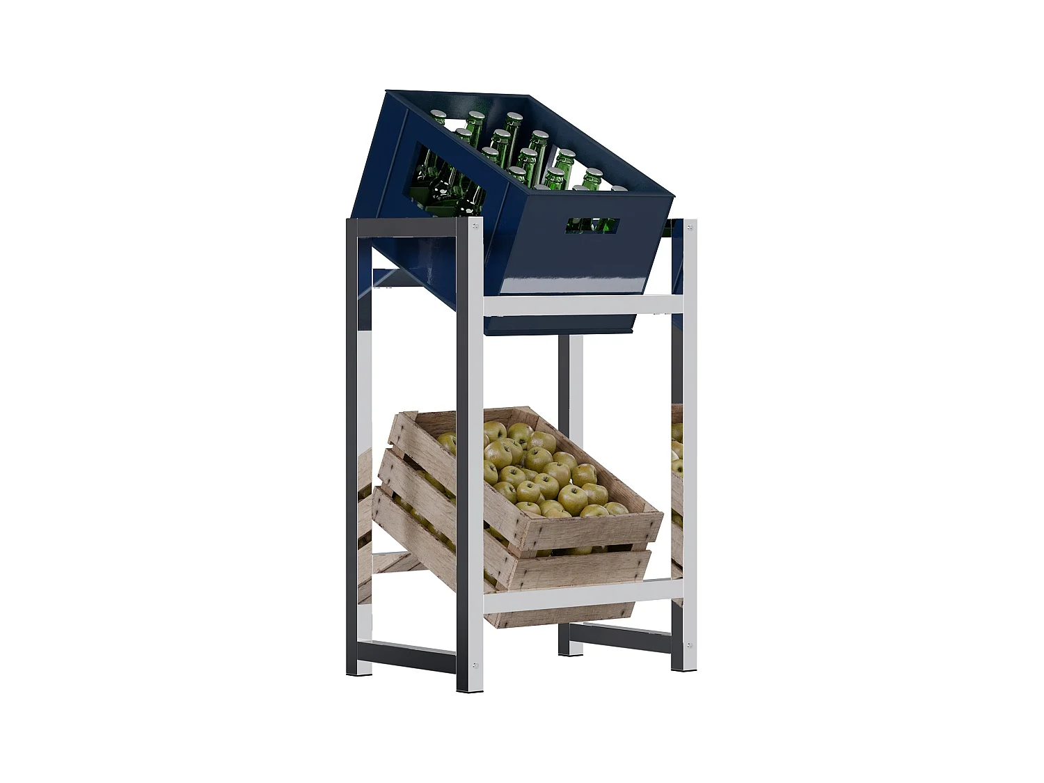 Support pour caisses de boissons - Métal - Chrome - Stack