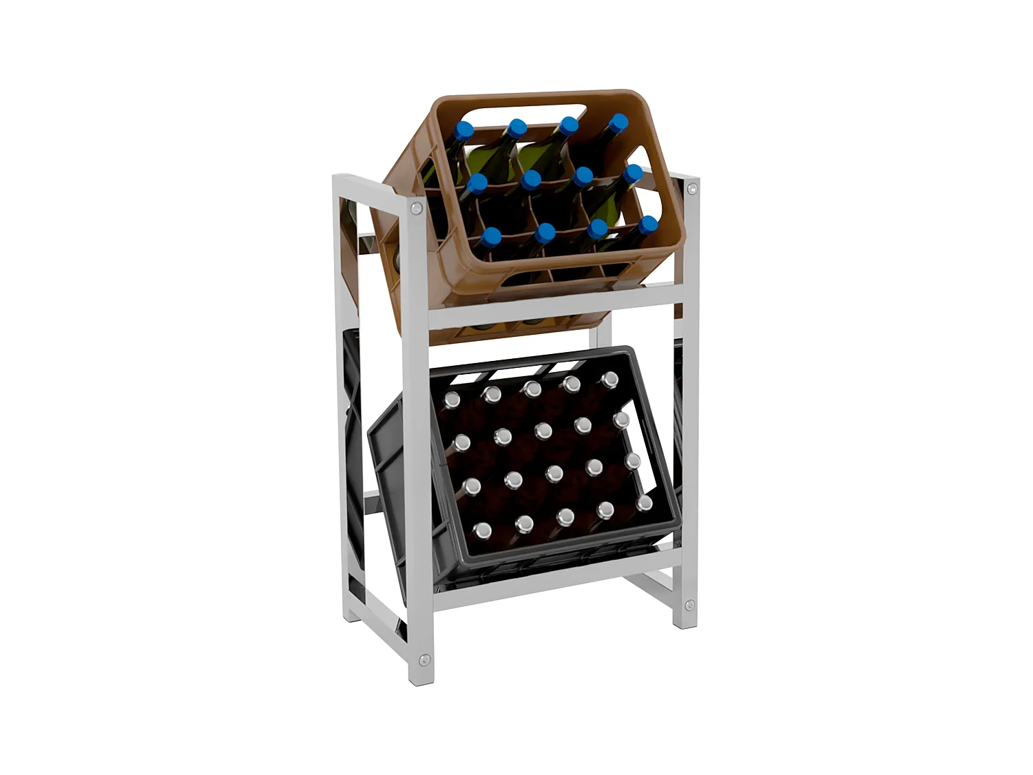 Support pour caisses de boissons - Métal - Chrome - Stack