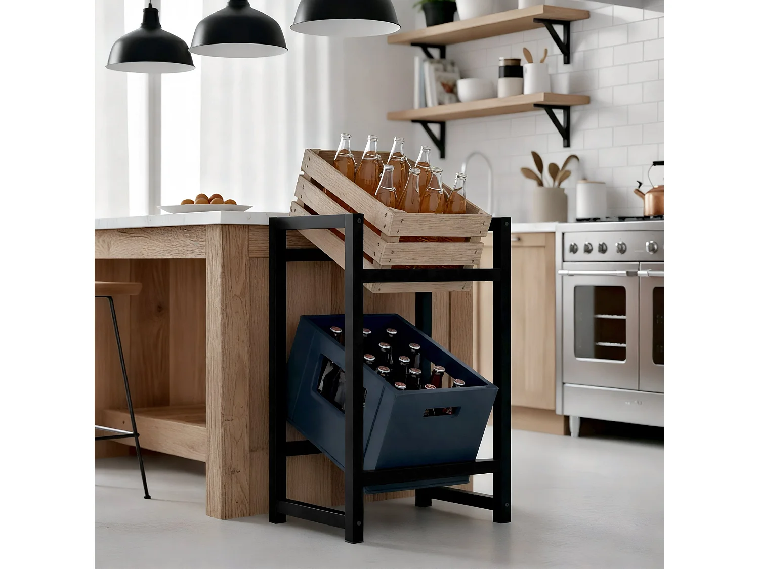 Getränkekistenständer - Metall - schwarz - Stack