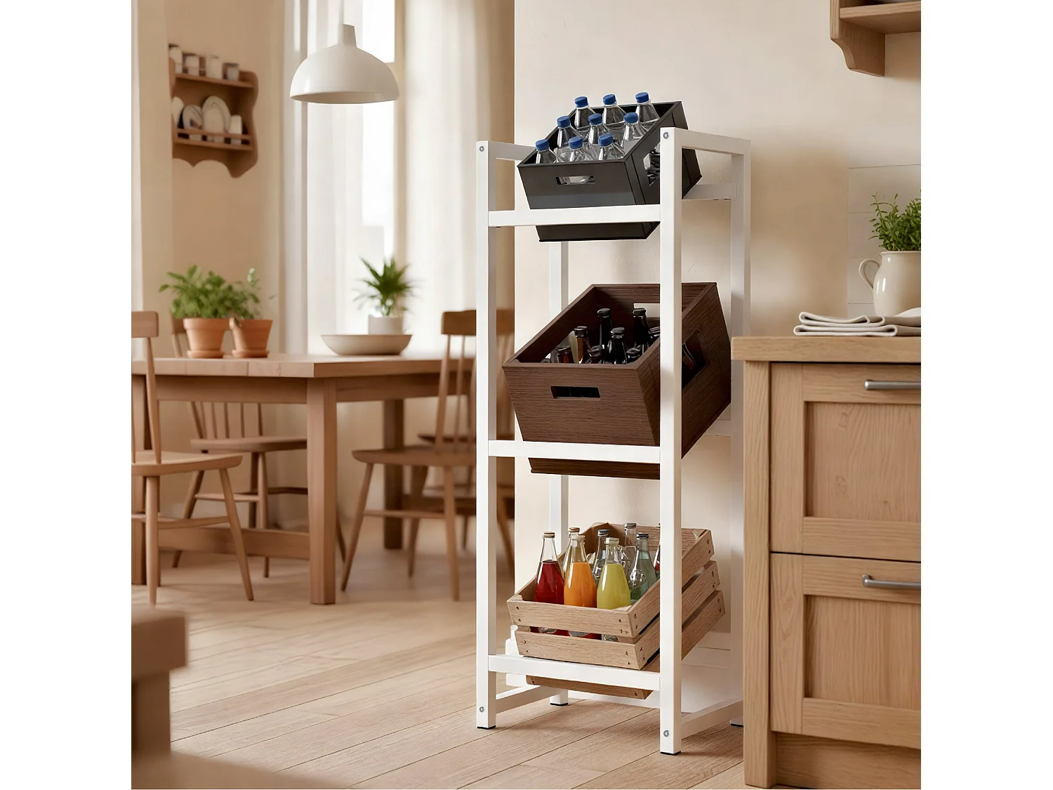 Support pour caisses de boissons - Métal - Blanc - Stack