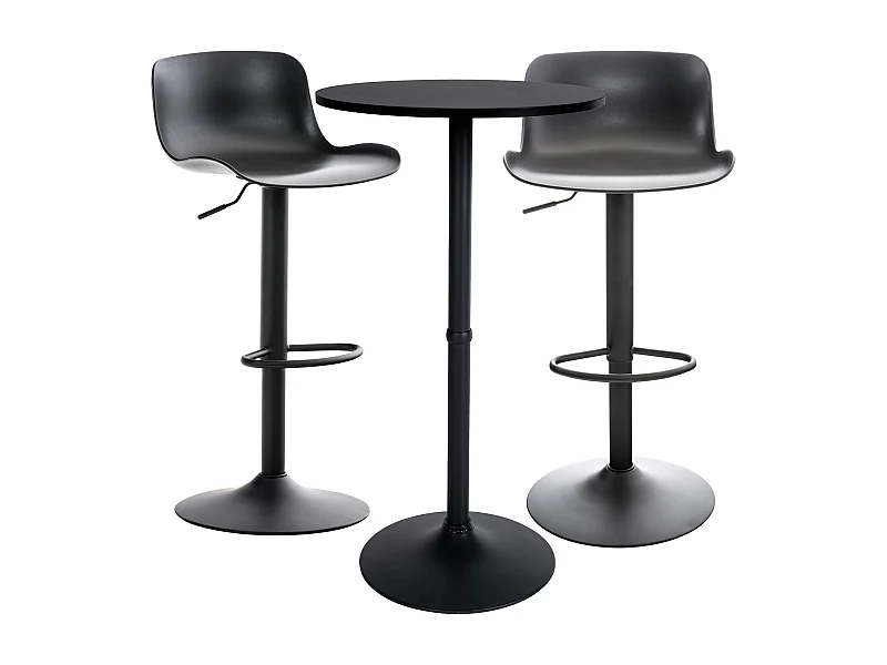 Lot de 2 Ensemble table de bar - Plastique - Noir - Medora