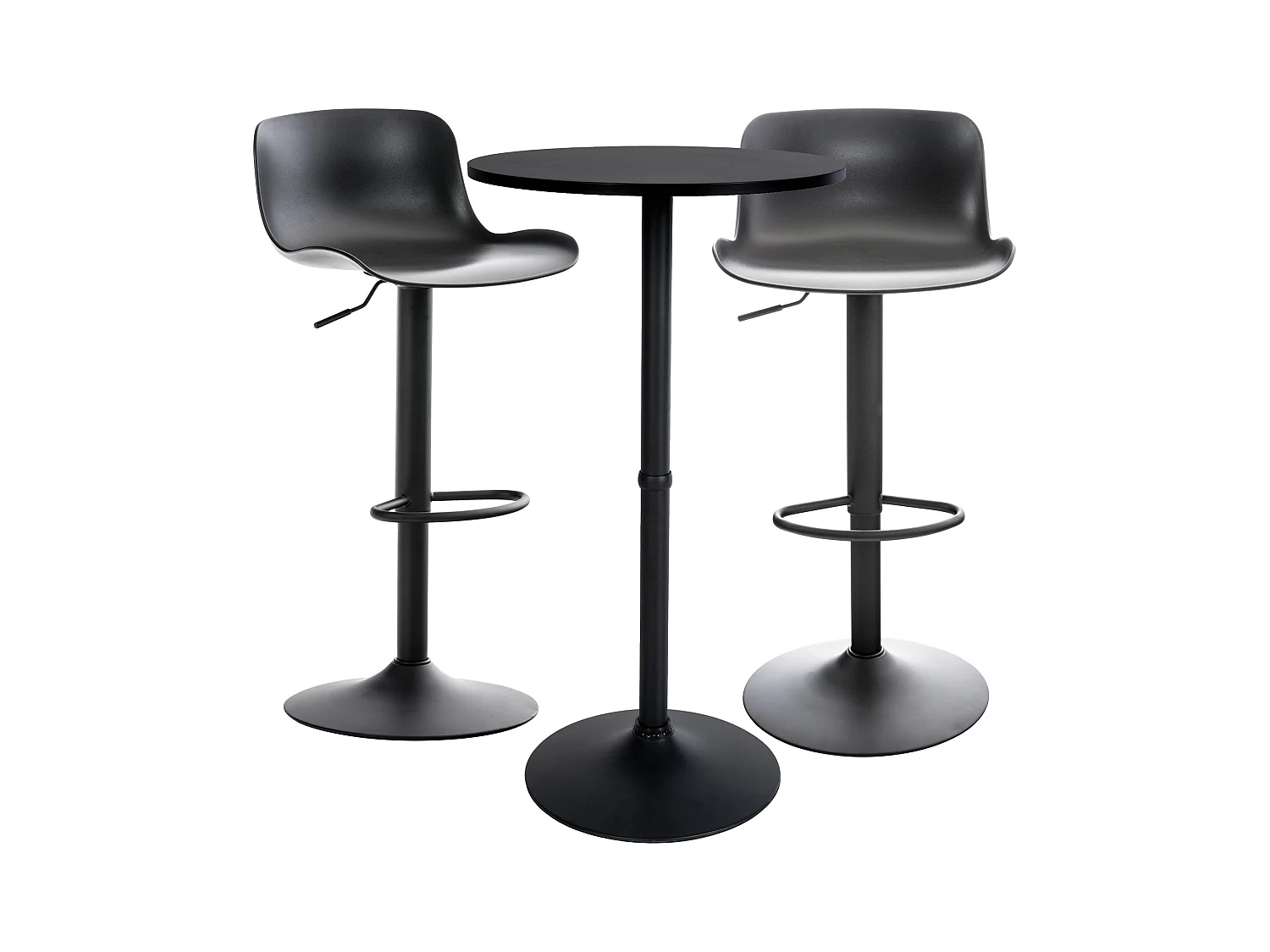 Lot de 2 Ensemble table de bar - Plastique - Noir - Medora
