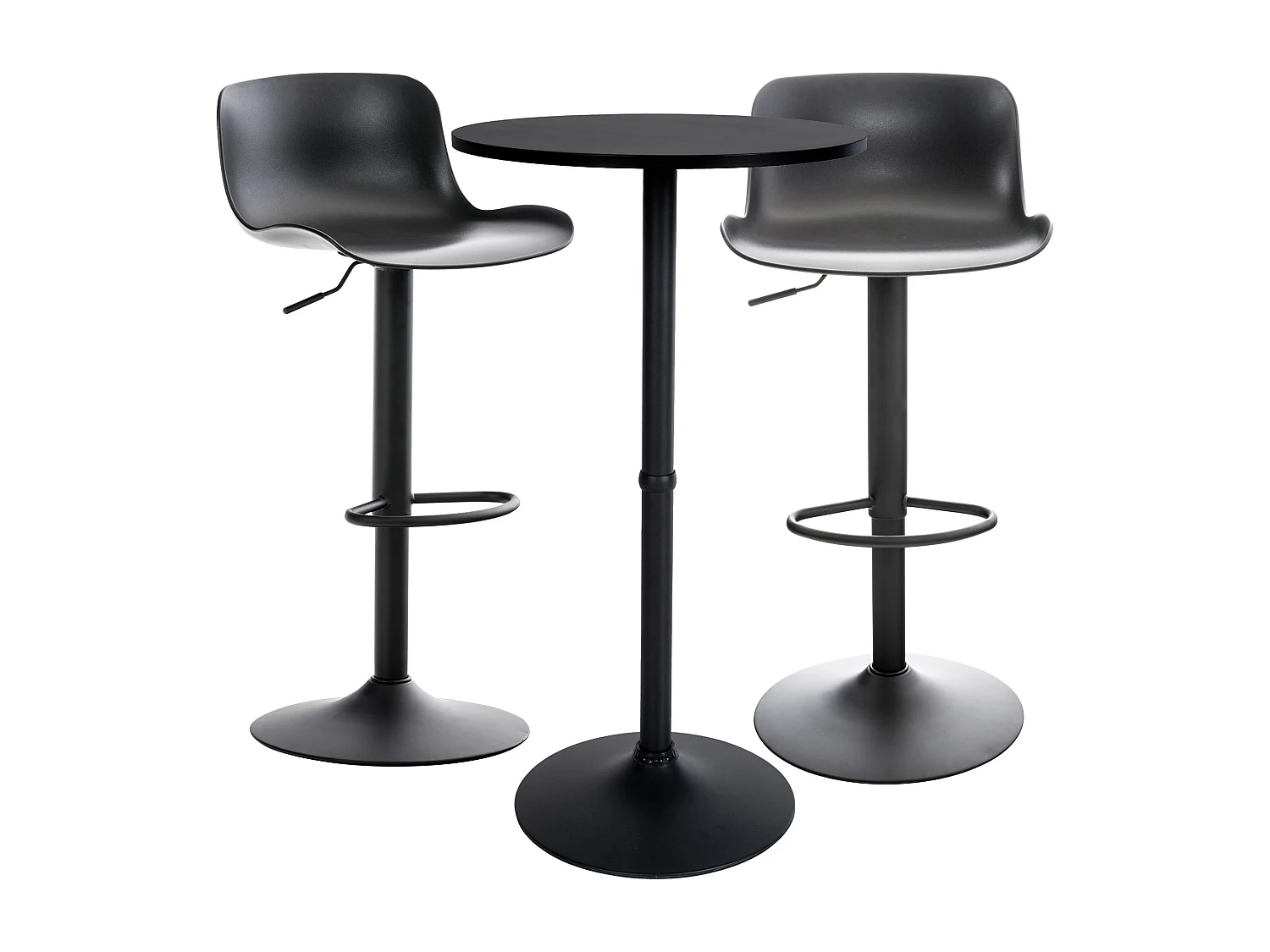 Lot de 2 Ensemble table de bar - Plastique - Noir - Medora